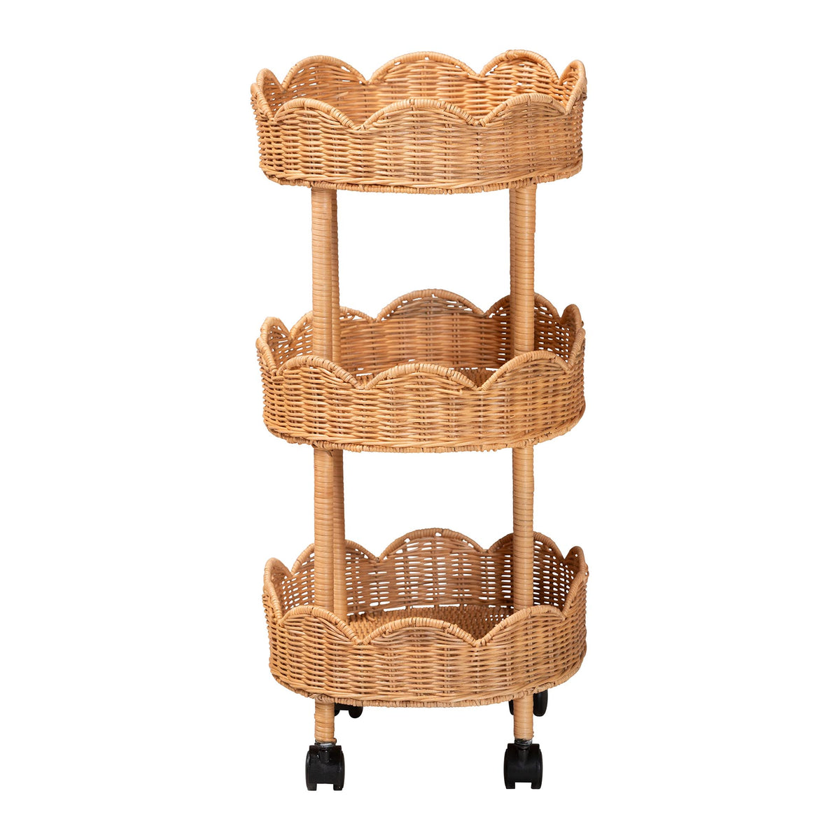 Bali & Pari Bulana Rattan 3-Tier Rolling Storage Cart