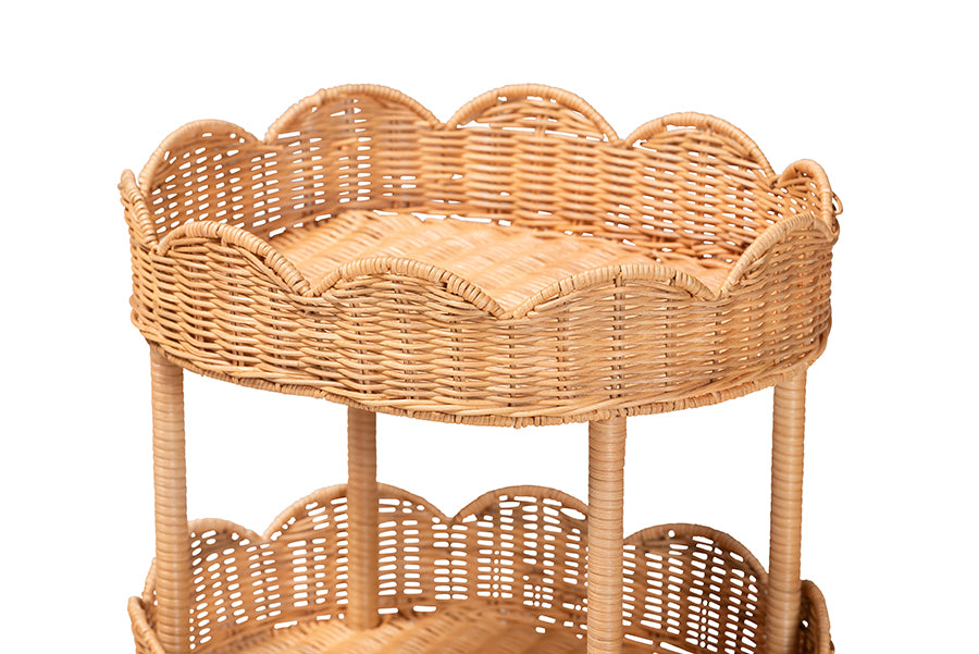 Bali & Pari Bulana Rattan 3-Tier Rolling Storage Cart