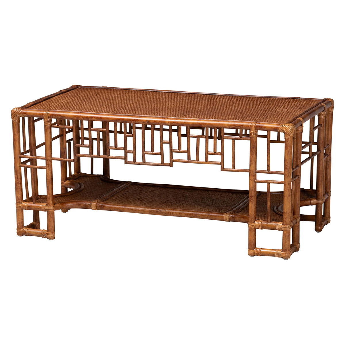 Bali & Pari Tahlia Marbled Tortoise Rattan Coffee Table