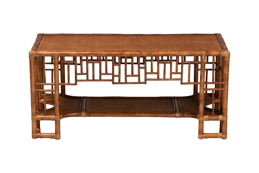 Bali & Pari Tahlia Marbled Tortoise Rattan Coffee Table