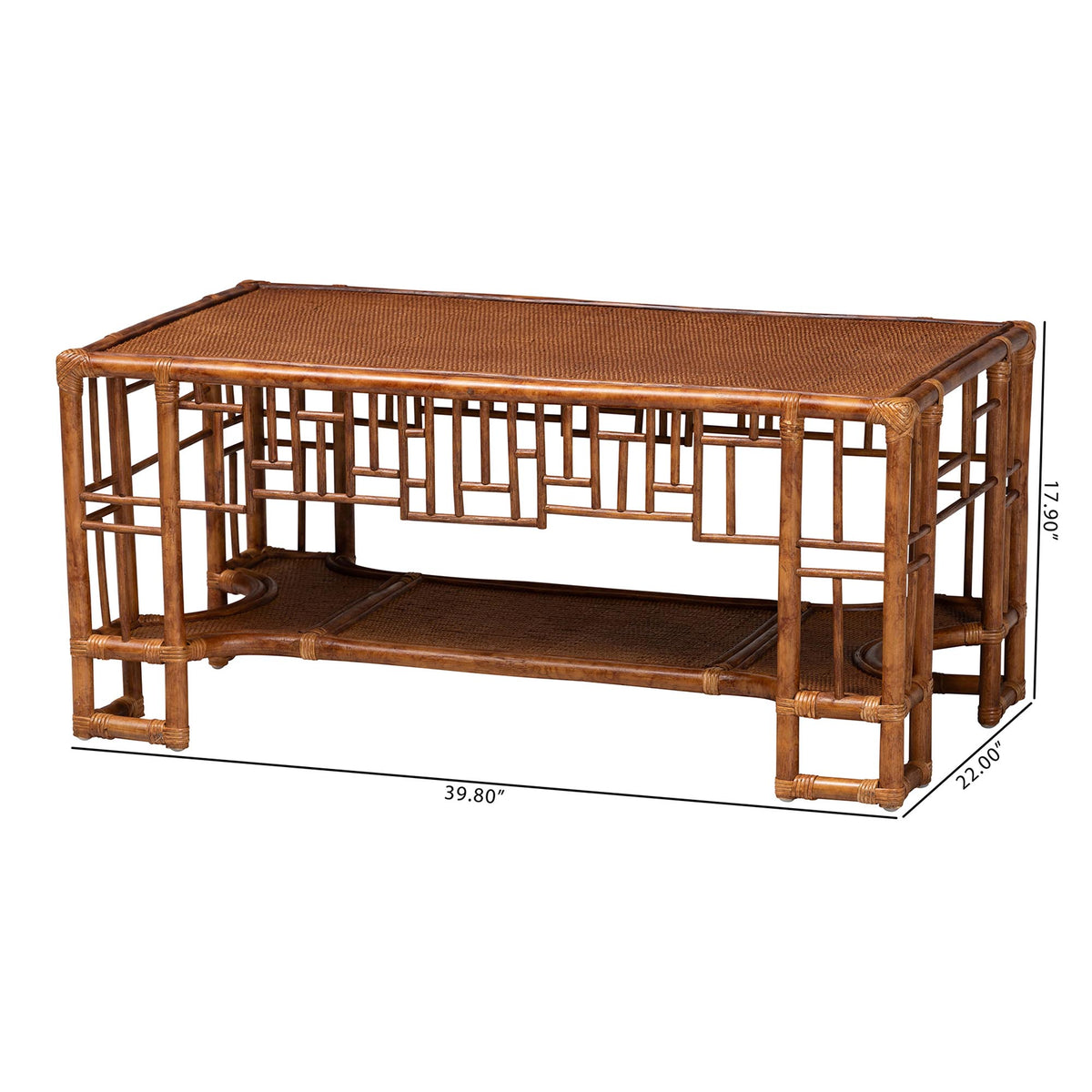 Bali & Pari Tahlia Marbled Tortoise Rattan Coffee Table