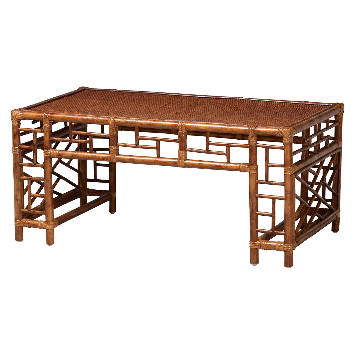 Bali & Pari Wahid Marbled Tortoise Rattan Coffee Table