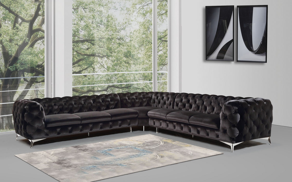 Delilah - Glam Fabric Sectional Sofa
