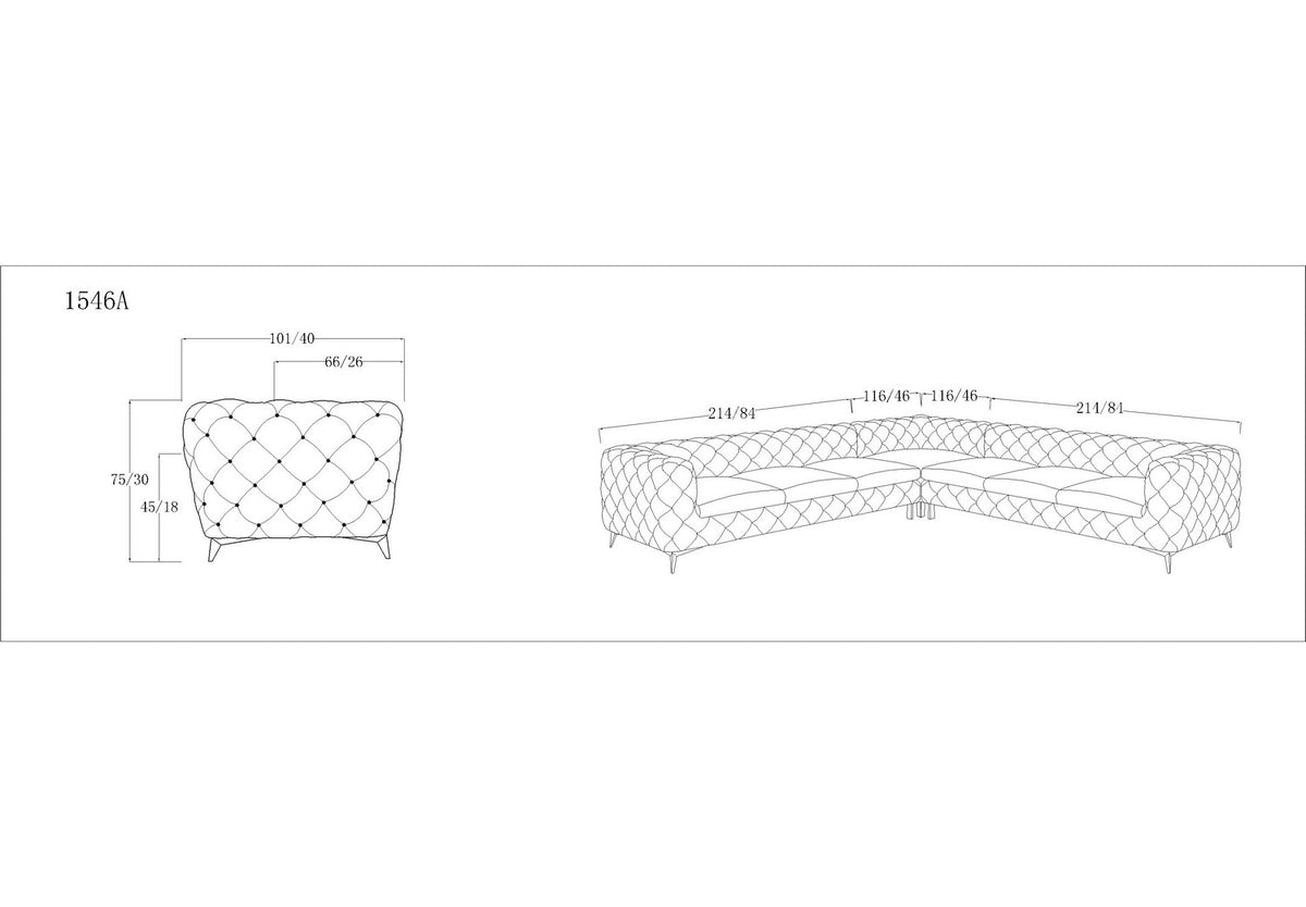 Delilah - Glam Fabric Sectional Sofa