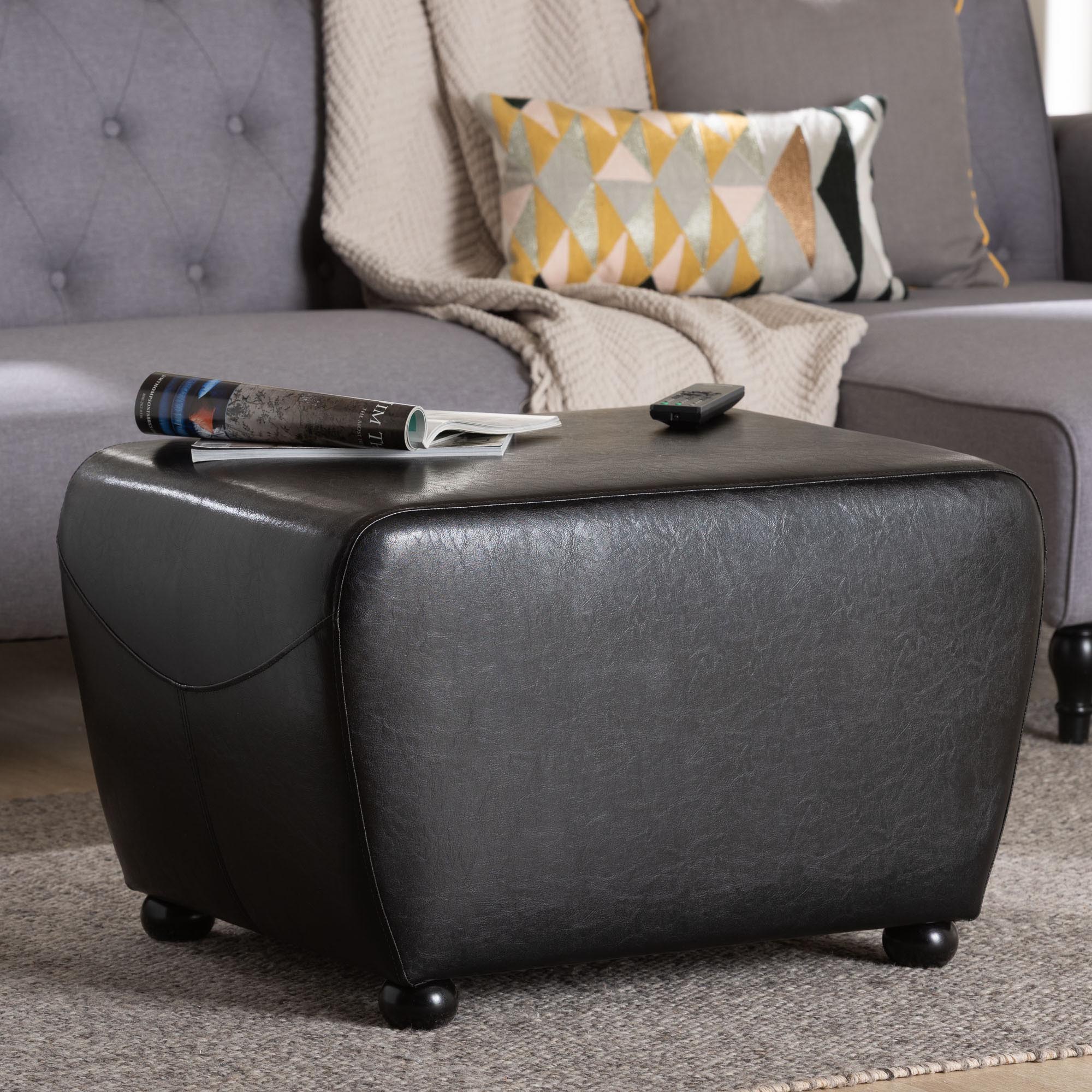Faux Leather Ottoman