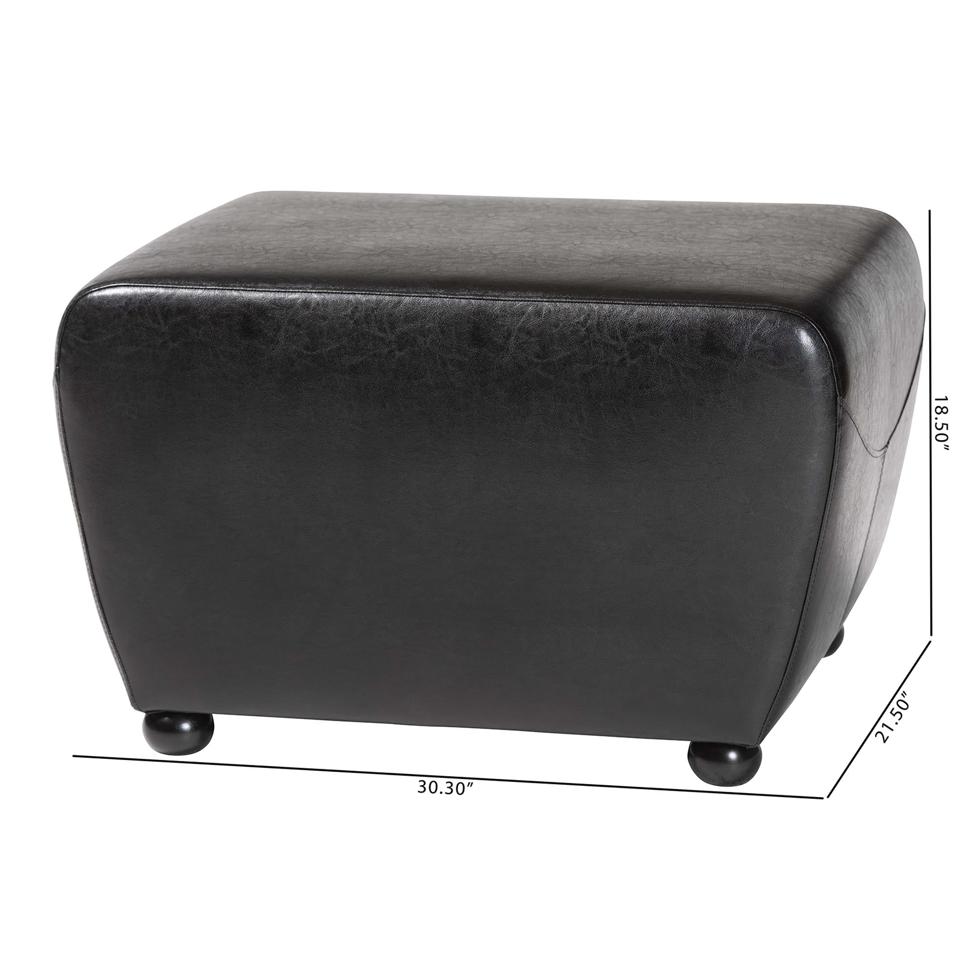 Faux Leather Ottoman