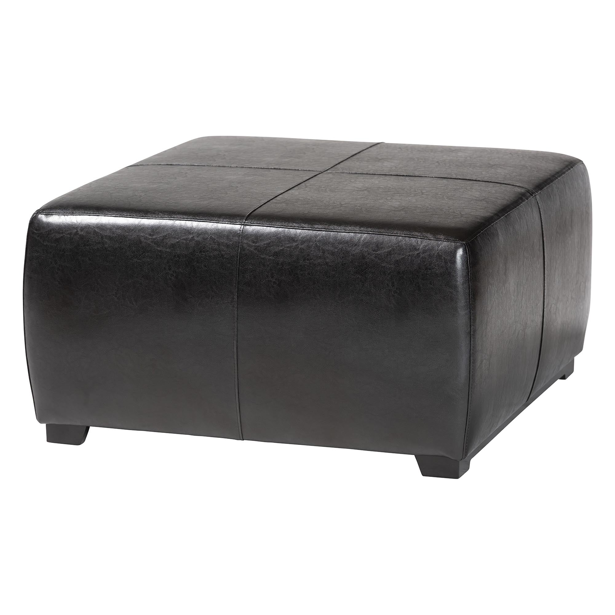 Faux Leather Square Ottoman