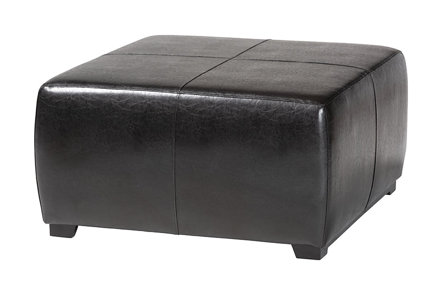 Faux Leather Square Ottoman