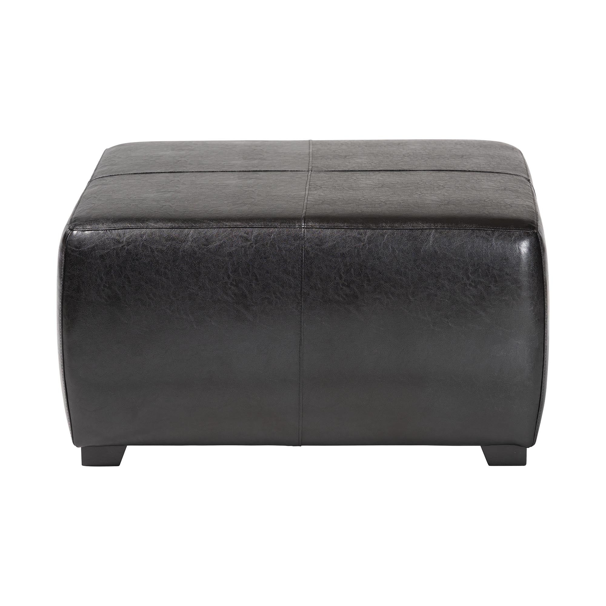 Faux Leather Square Ottoman
