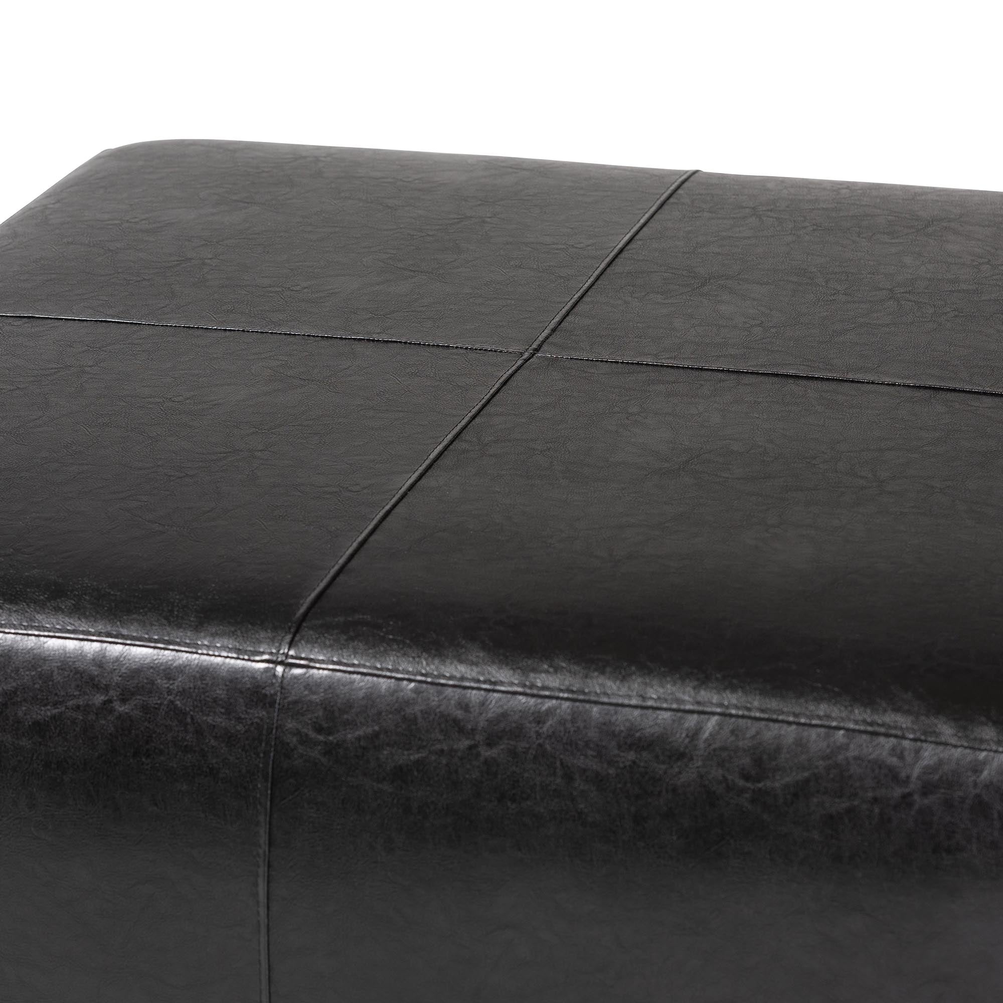 Faux Leather Square Ottoman