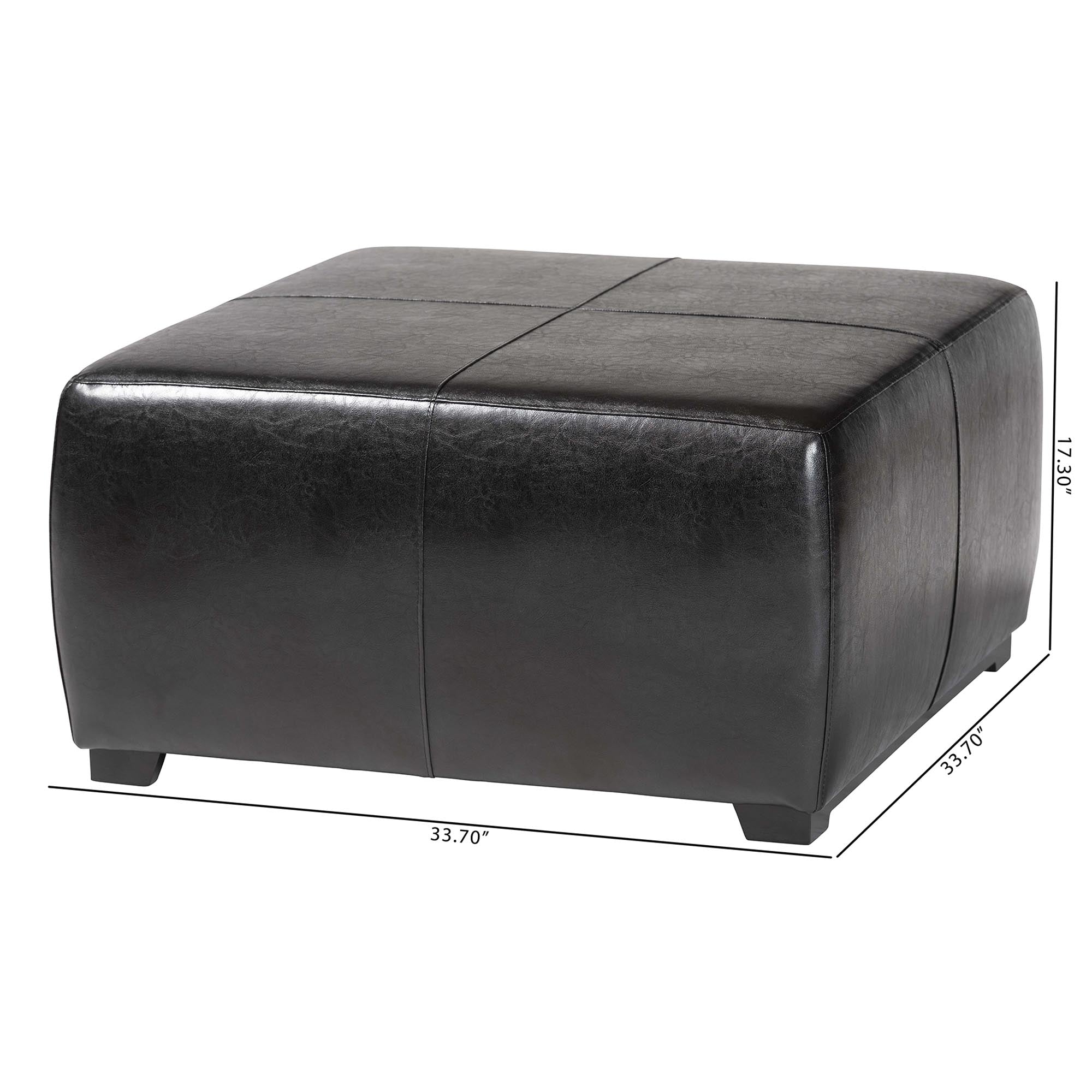 Faux Leather Square Ottoman
