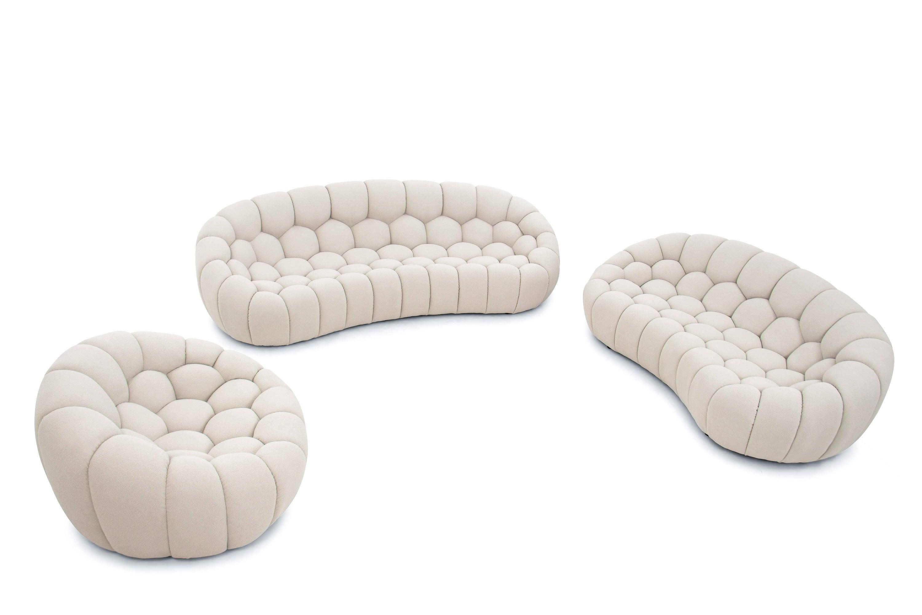 Divani Casa Yolonda Modern Curved Fabric Sofa Set
