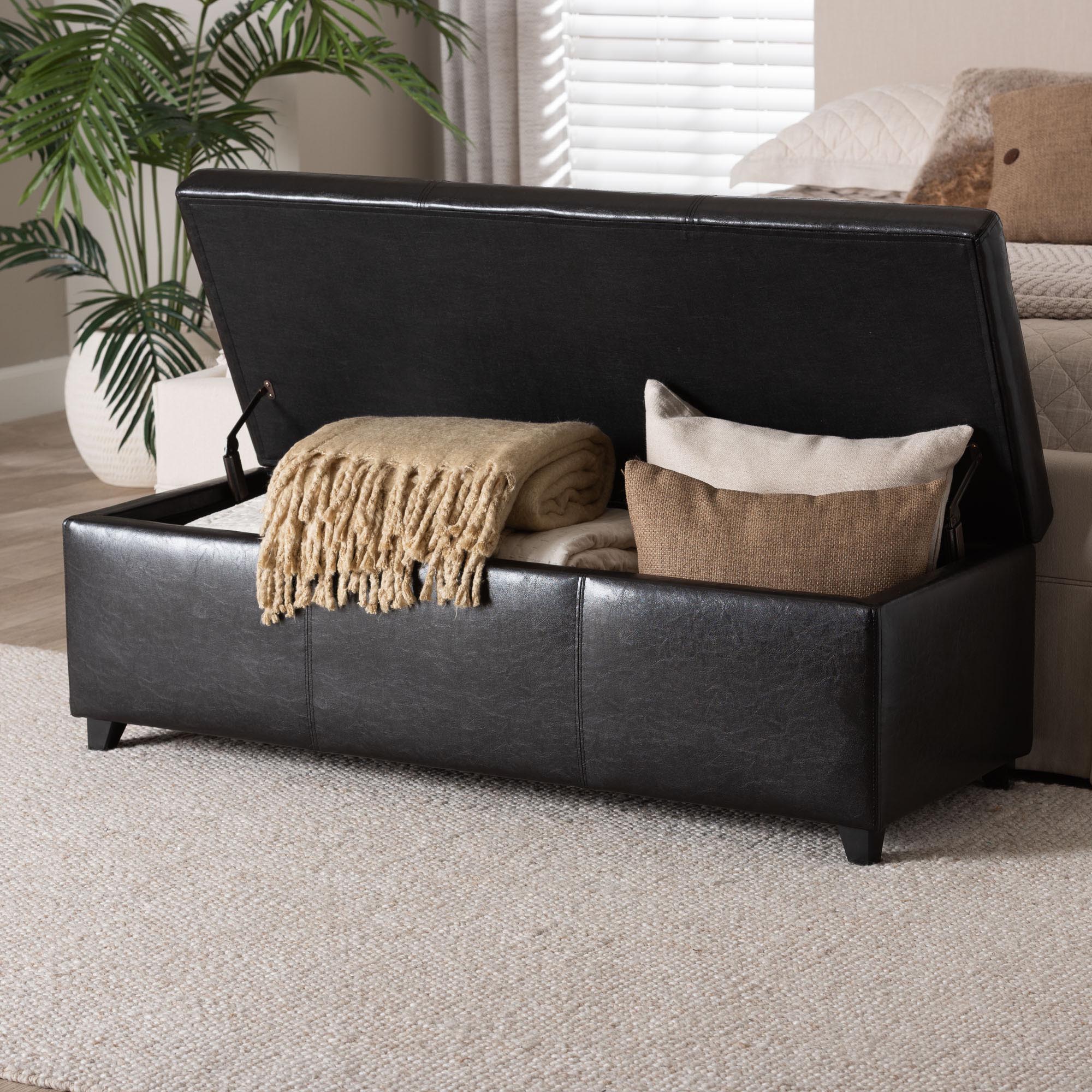 Faux Leather Storage Bench