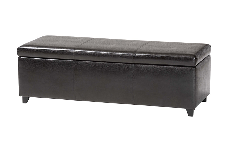 Faux Leather Storage Bench