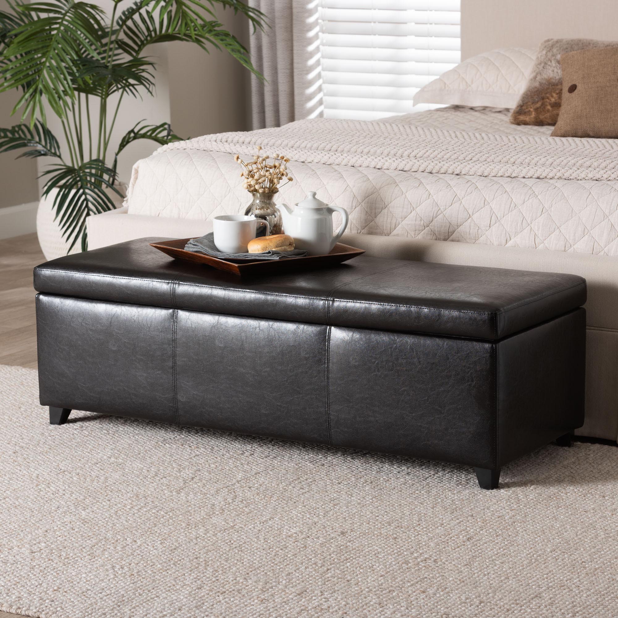 Faux Leather Storage Bench