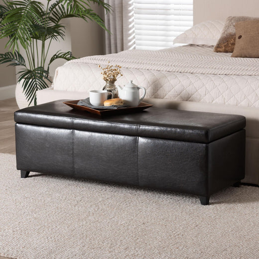 Faux Leather Storage Bench