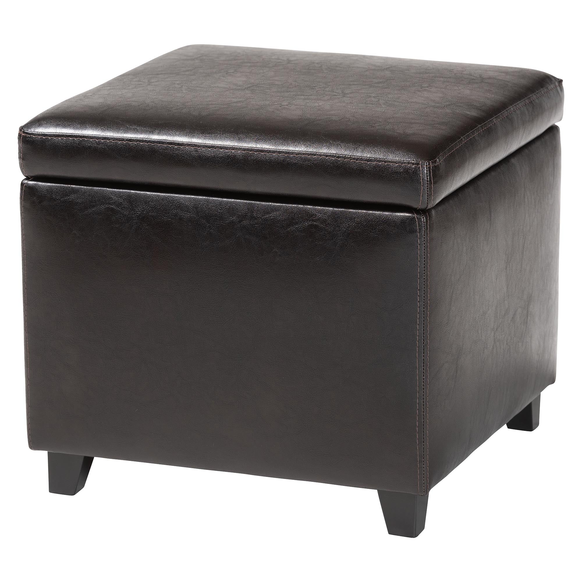 Faux Leather Small Storage Cube Ottoman