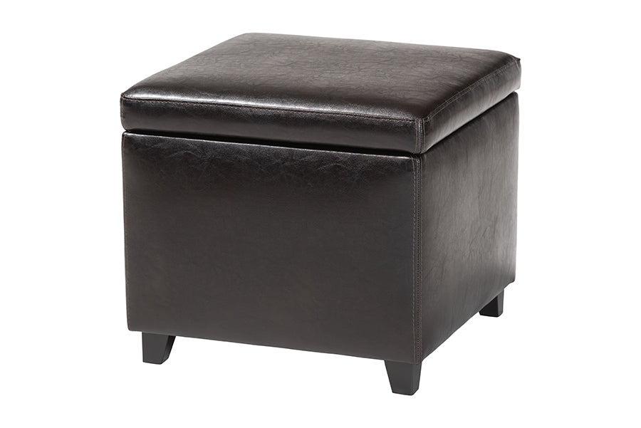 Faux Leather Small Storage Cube Ottoman