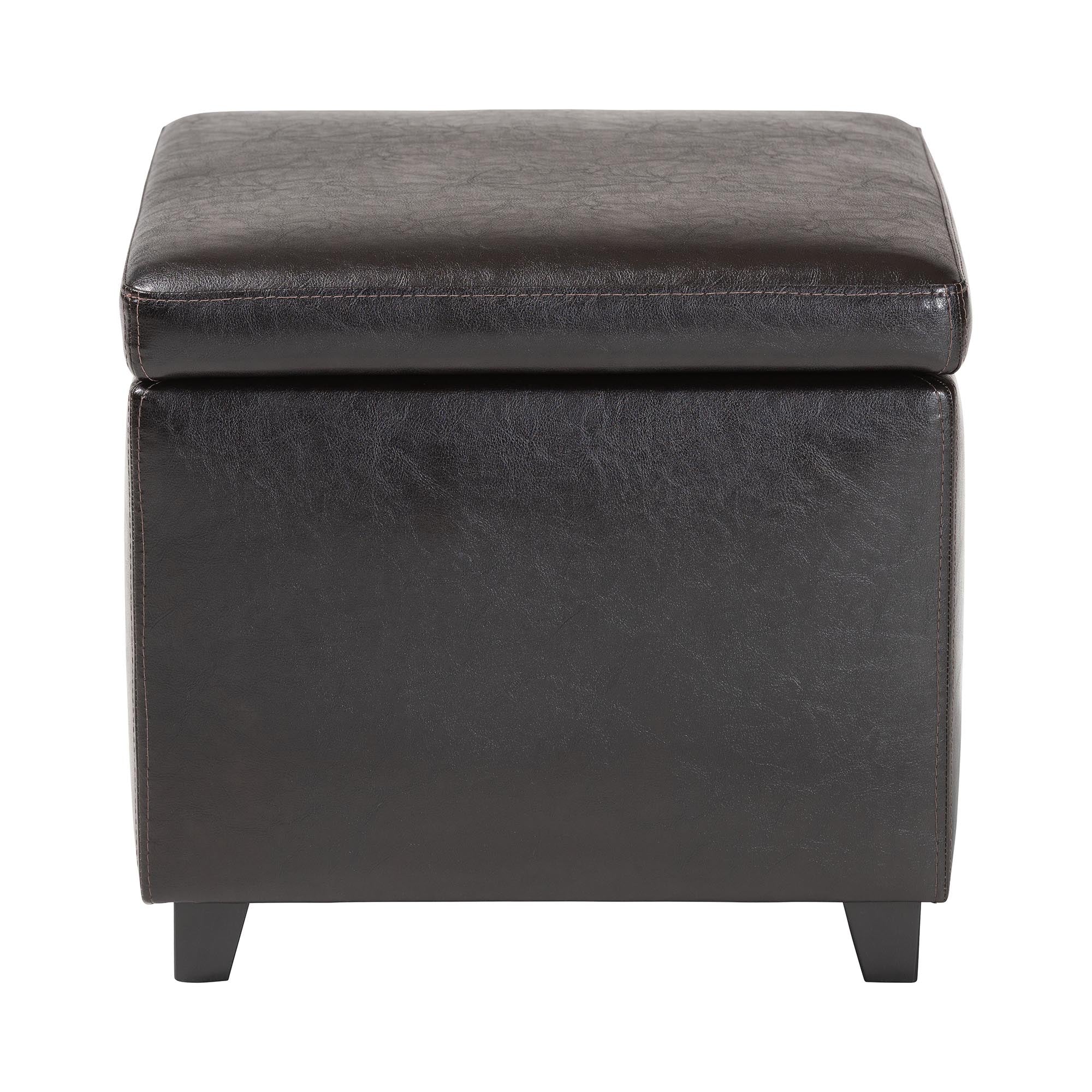 Faux Leather Small Storage Cube Ottoman