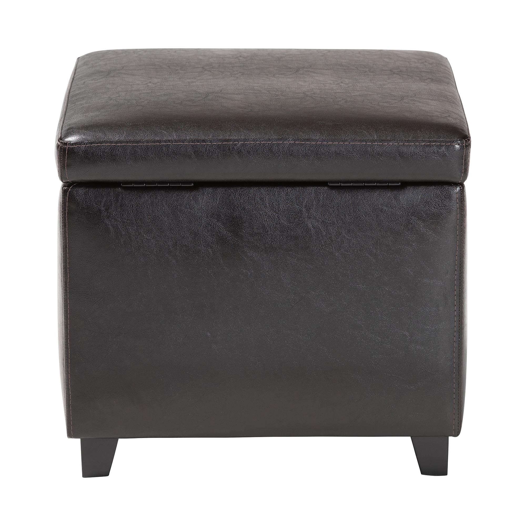 Faux Leather Small Storage Cube Ottoman