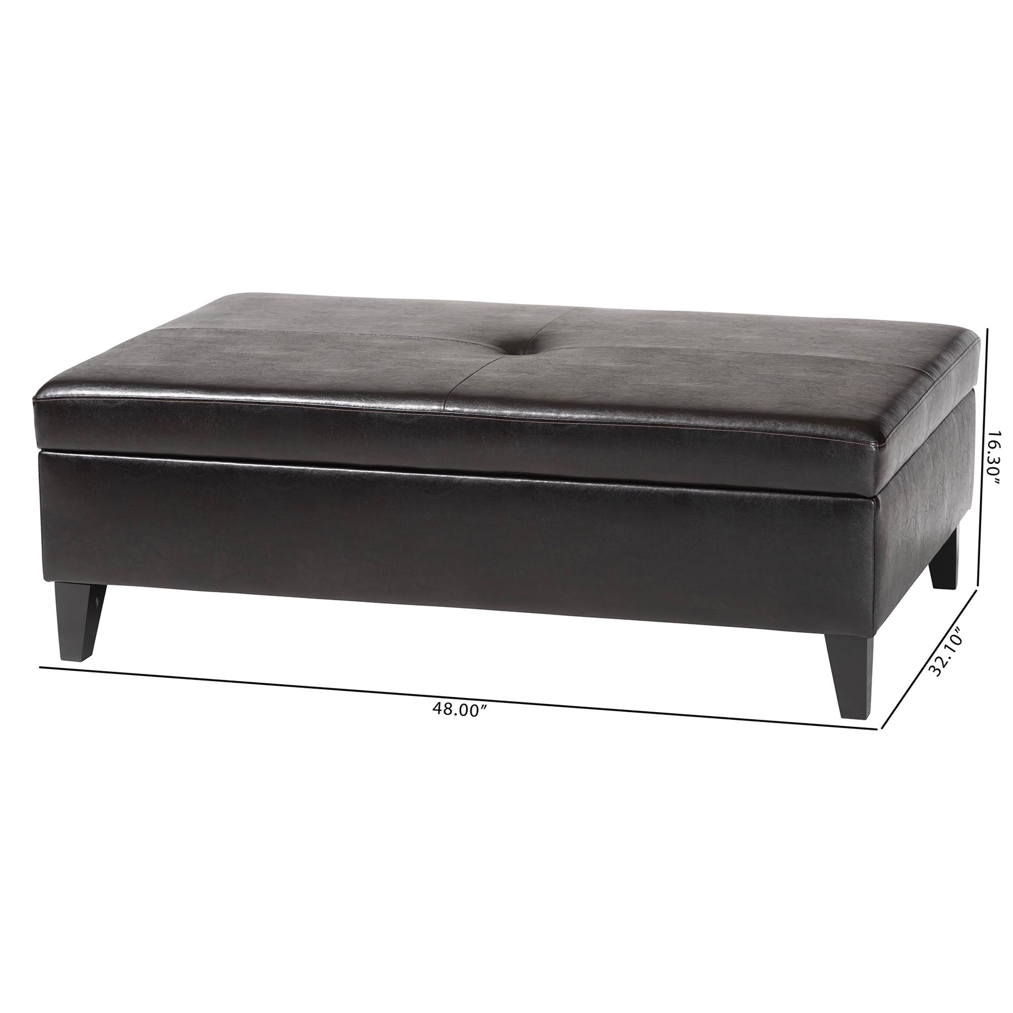 Faux Leather Storage Cocktail Ottoman