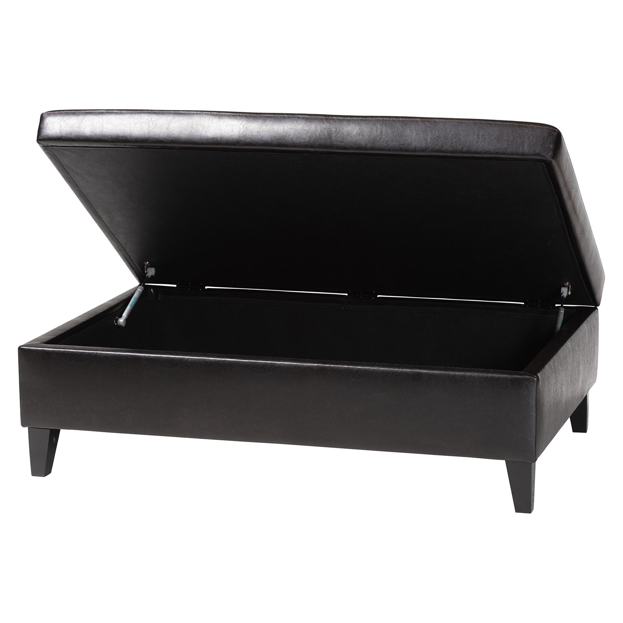 Faux Leather Storage Cocktail Ottoman