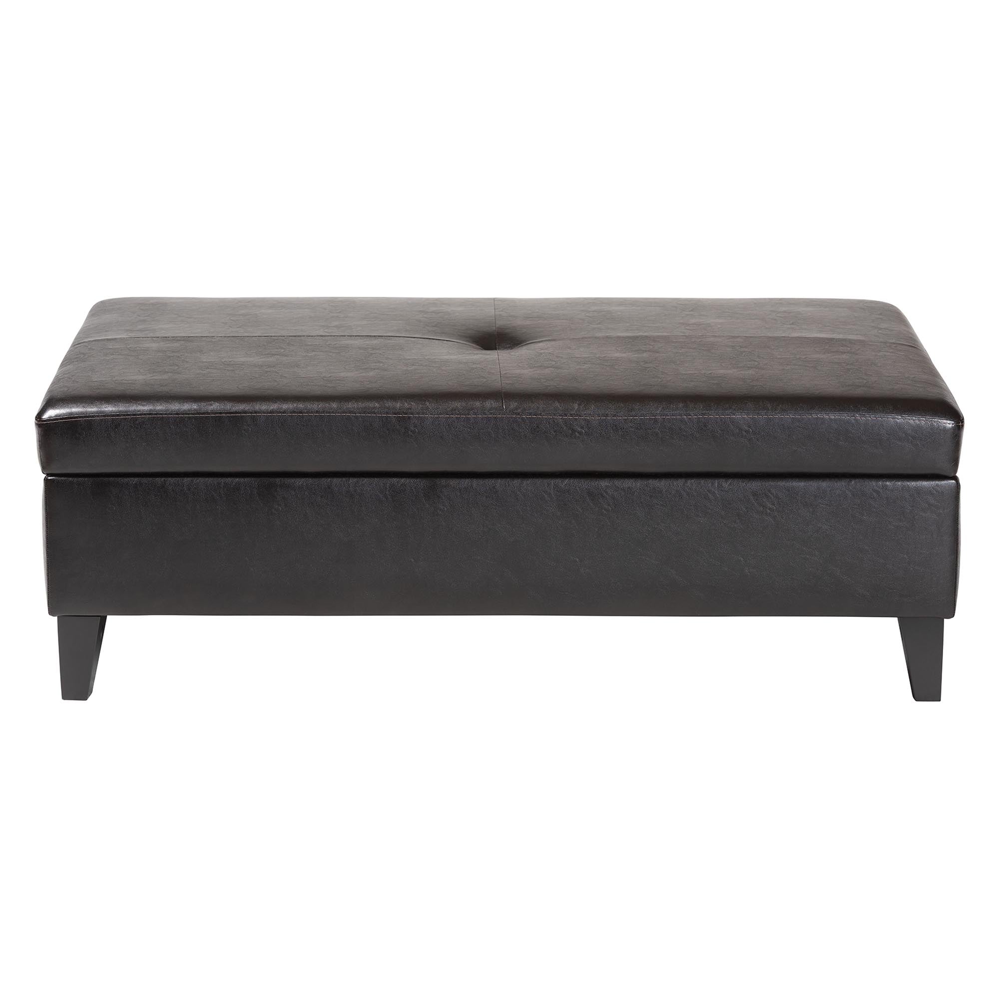 Faux Leather Storage Cocktail Ottoman