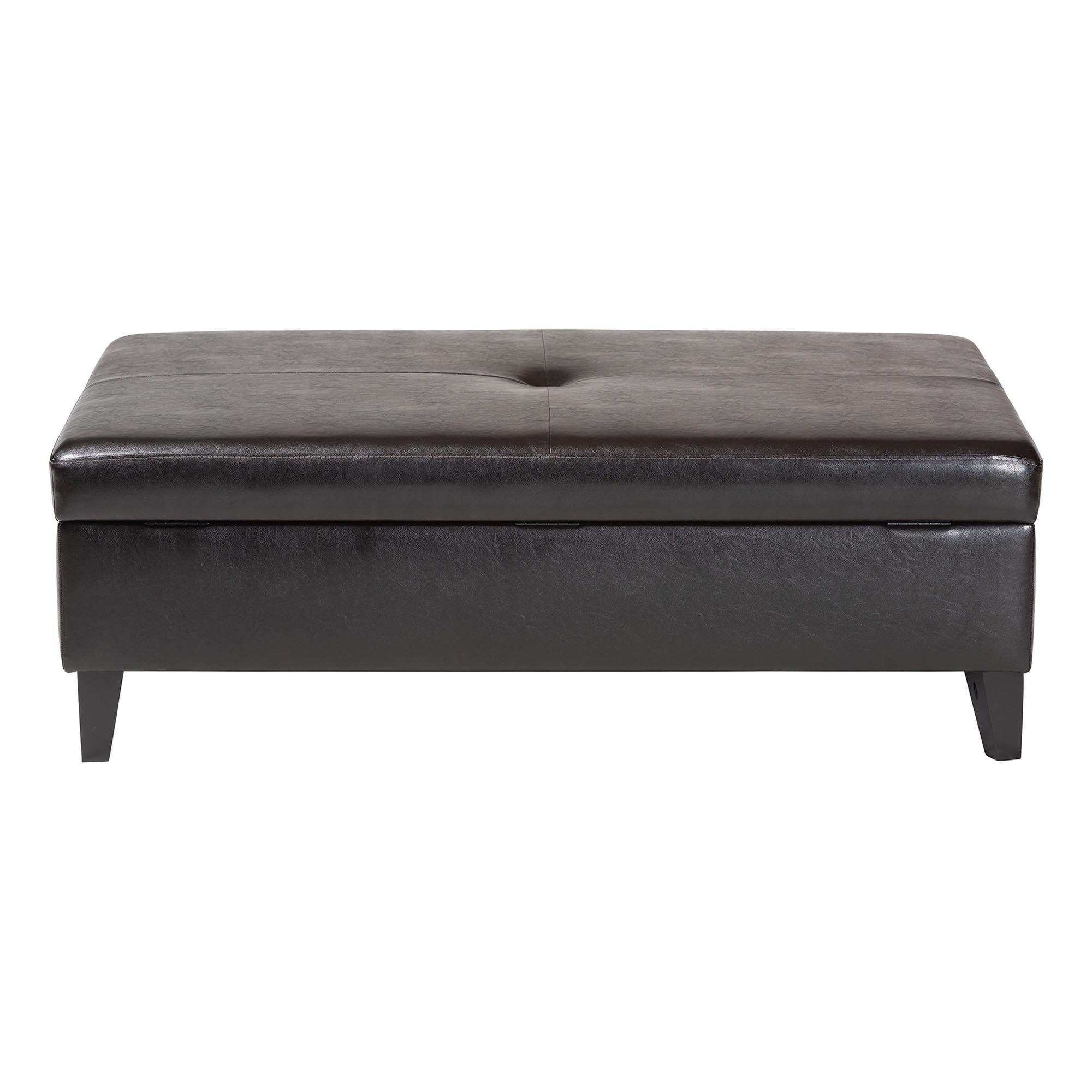 Faux Leather Storage Cocktail Ottoman
