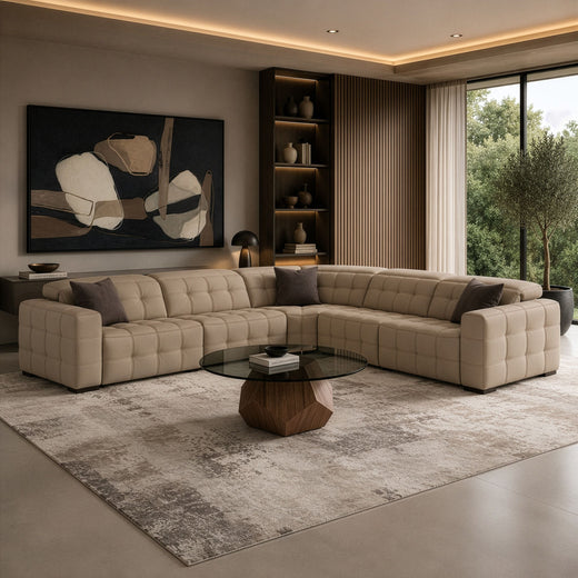 Carney Modern Leather Sectional Sofa and 3 Recliners