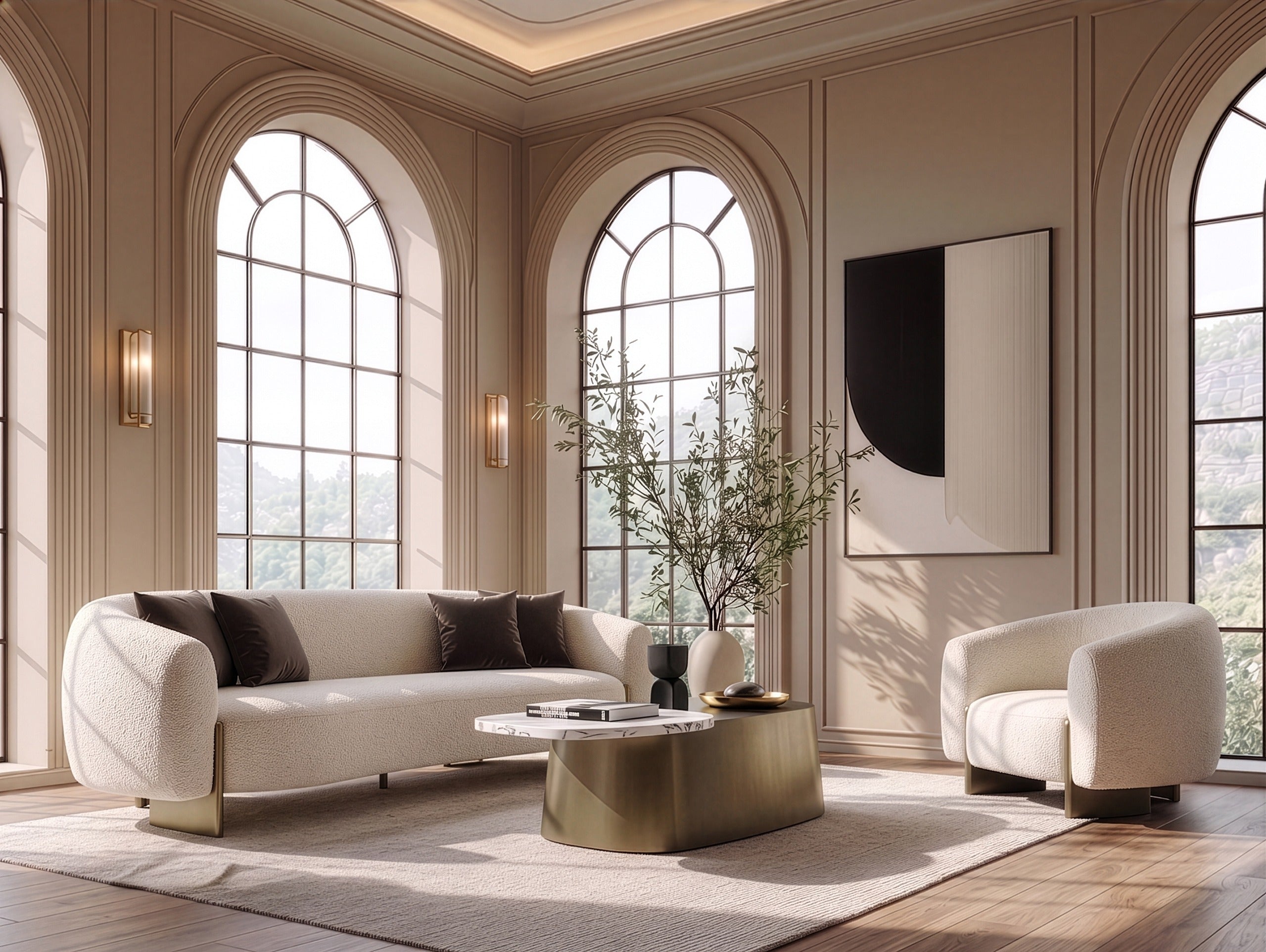 Thrive Modern Fabric and Antique Sofa