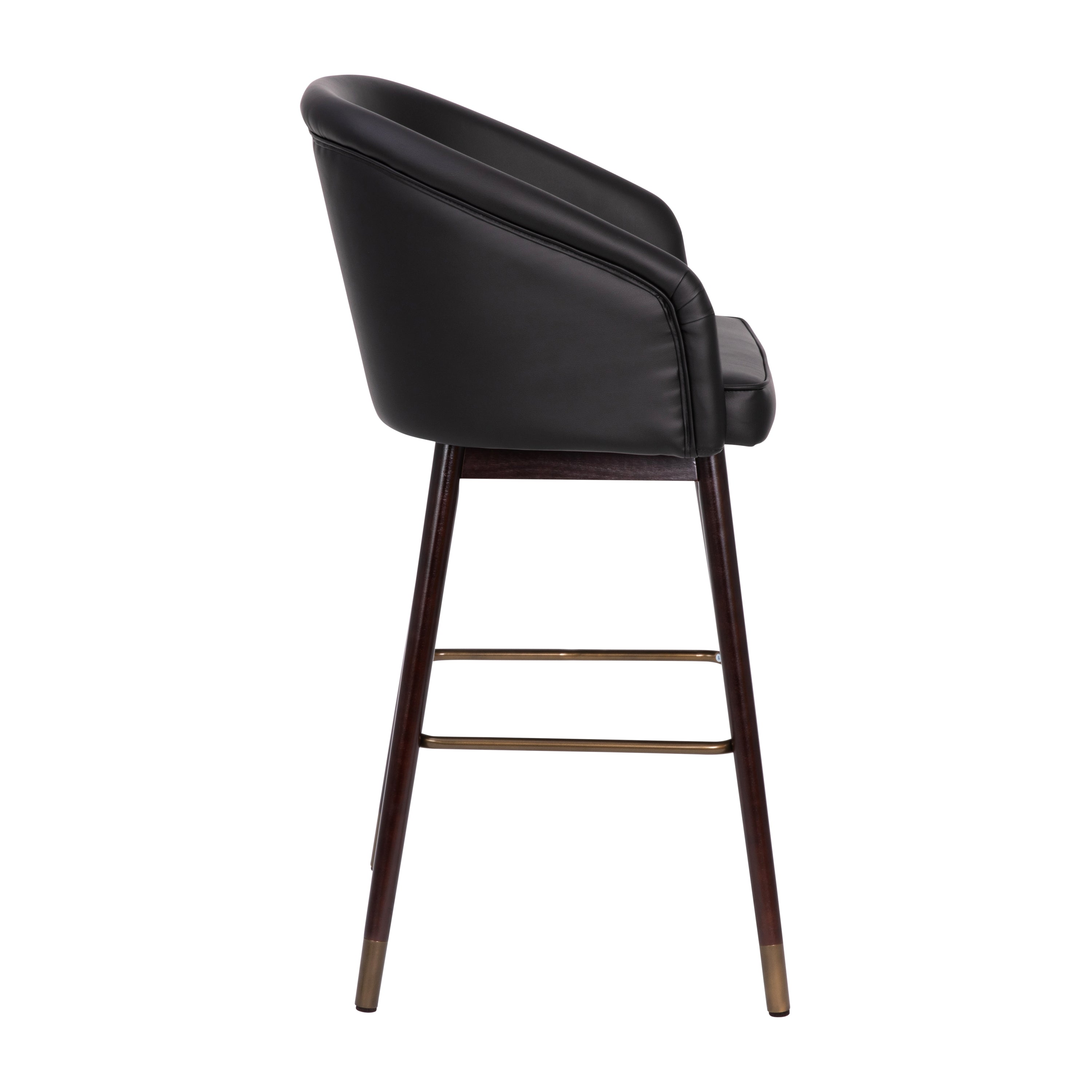 Margo Mid-Back Modern Barstool with Beechwood Legs and Curved Back - Set of 2