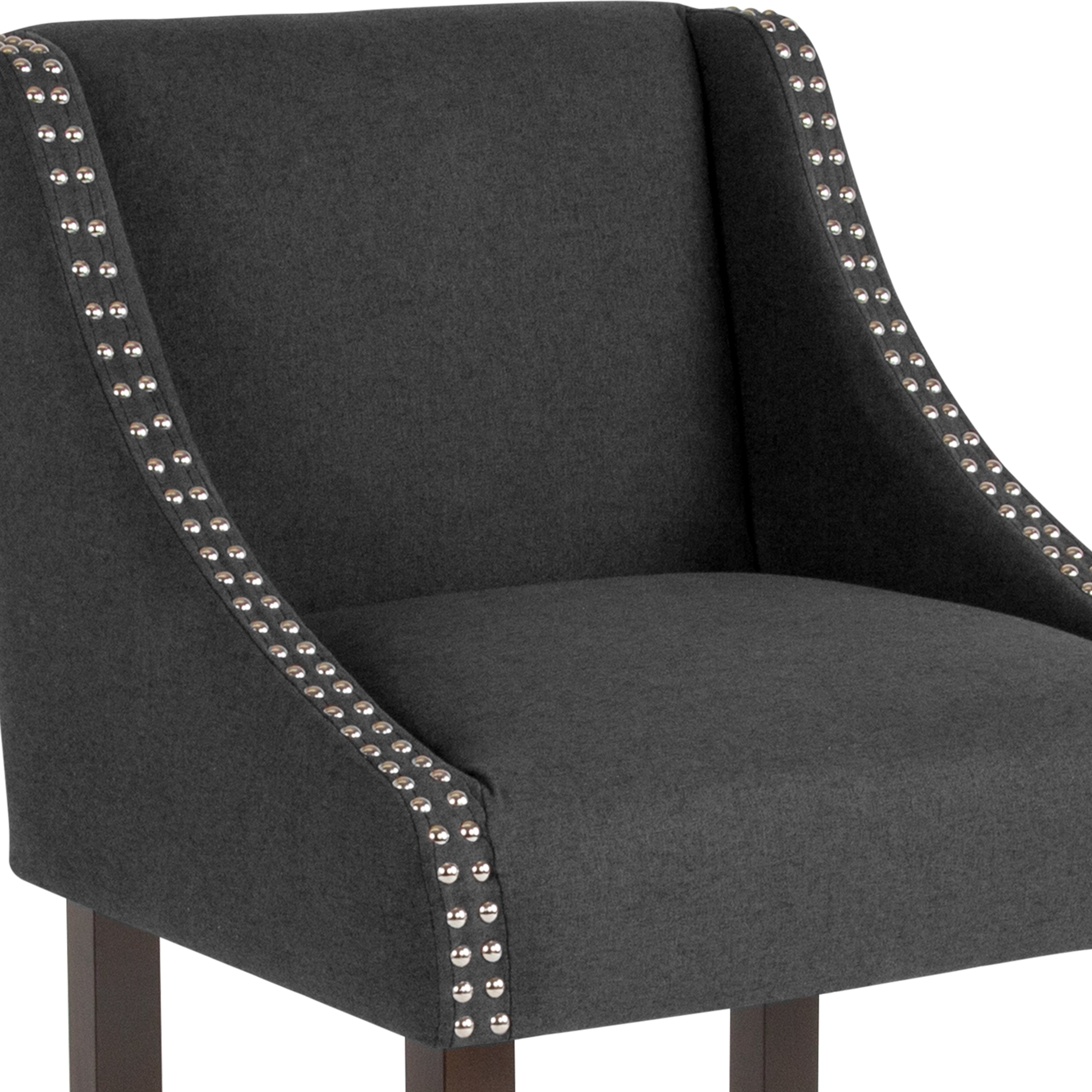 Carmel Series 24" High Transitional Wood Counter Height Stool with Accent Nail Trim, Set of 2