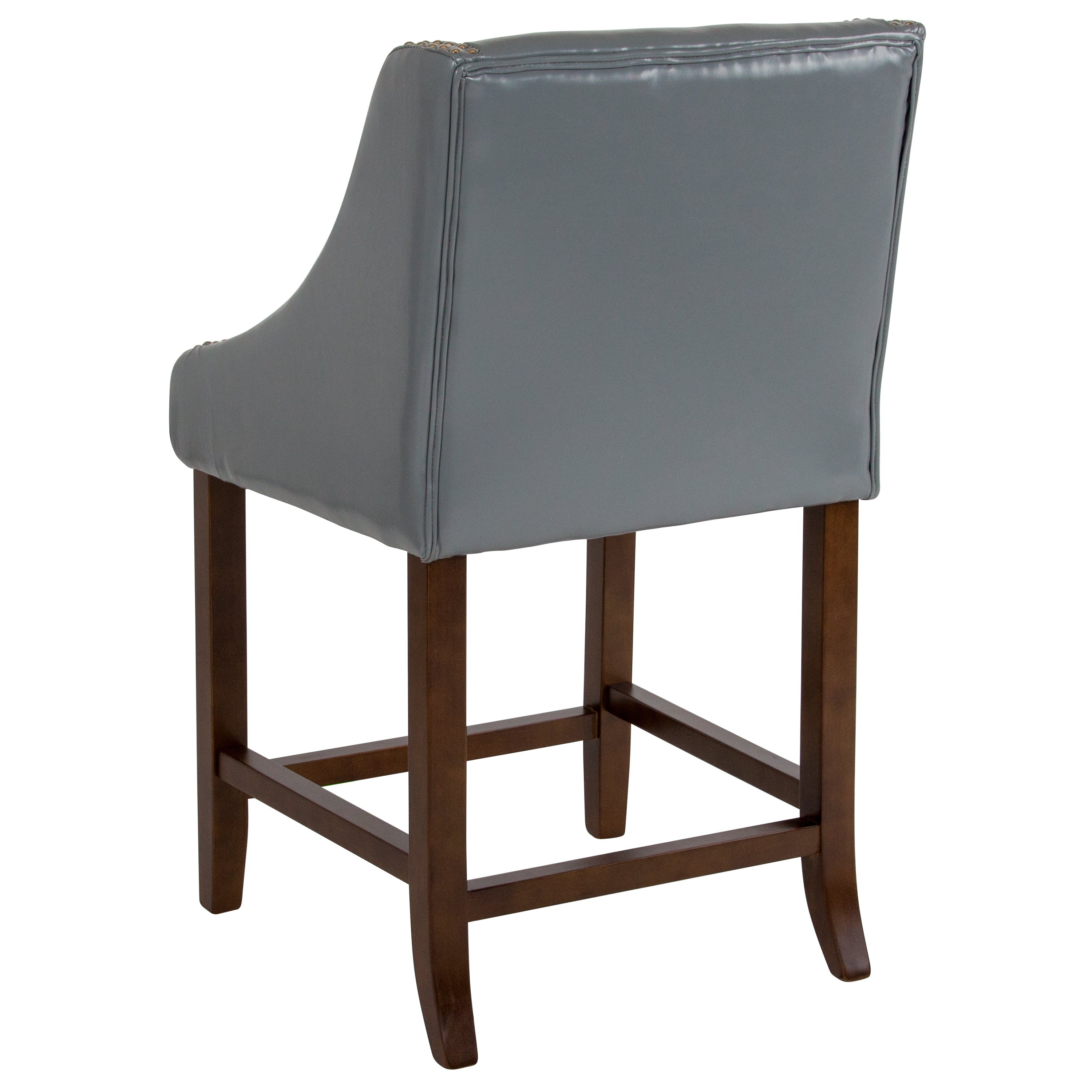 Carmel Series 24" High Transitional Wood Counter Height Stool with Accent Nail Trim, Set of 2