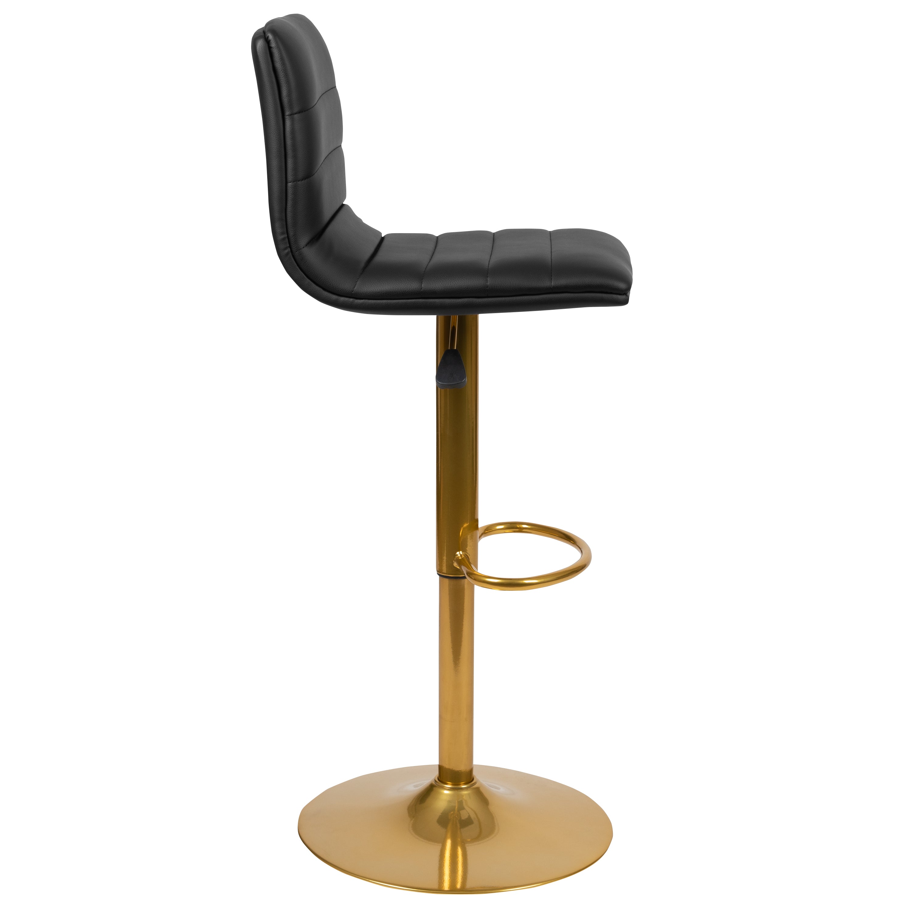 Modern Vinyl Adjustable Height Barstool with Horizontal Stitch Back, Set of 2