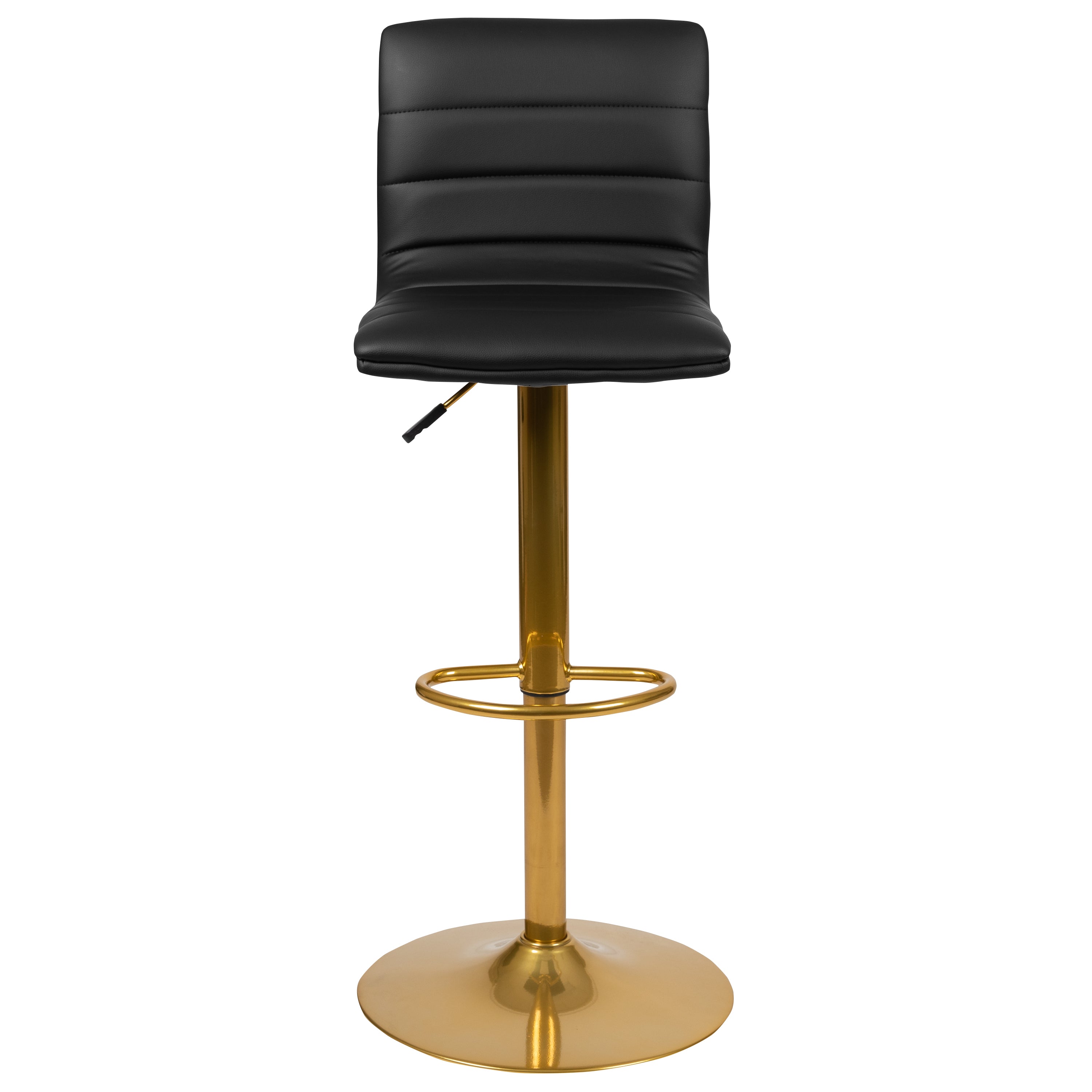 Modern Vinyl Adjustable Height Barstool with Horizontal Stitch Back, Set of 2