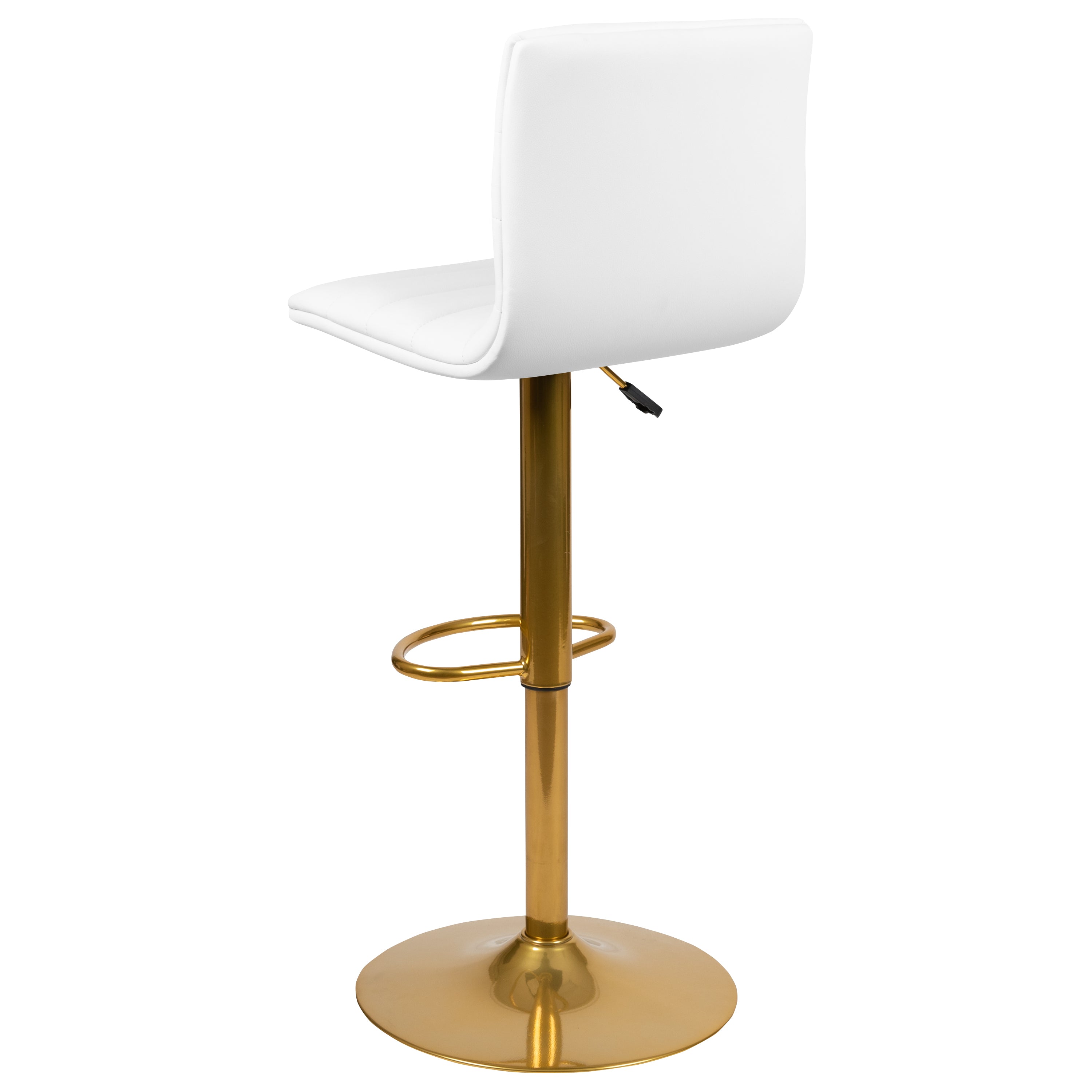 Modern Vinyl Adjustable Height Barstool with Horizontal Stitch Back, Set of 2