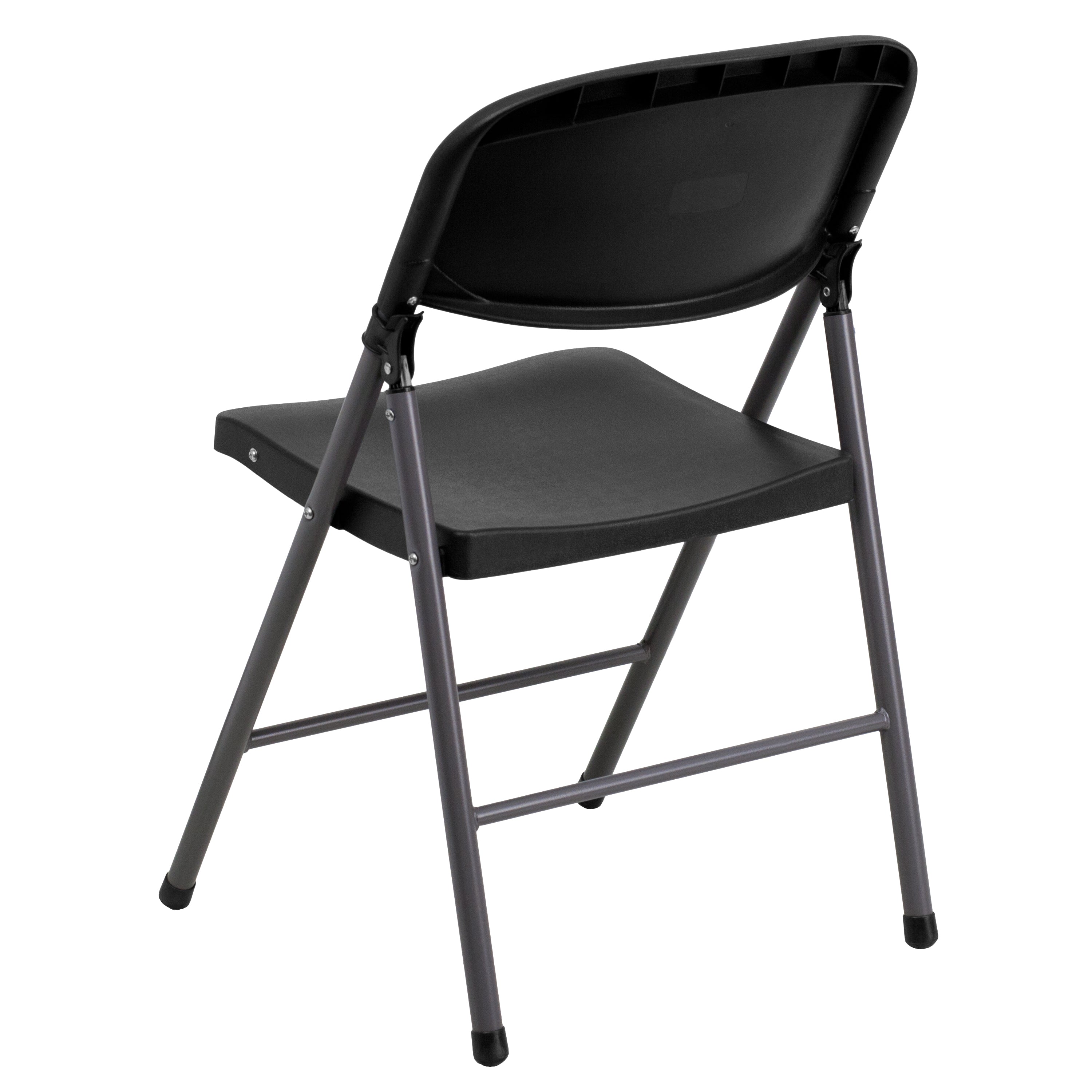 2 Pack HERCULES Series 330 lb. Capacity Plastic Folding Chair with Charcoal Frame-Metal Folding Chair-Flash Furniture-Wall2Wall Furnishings