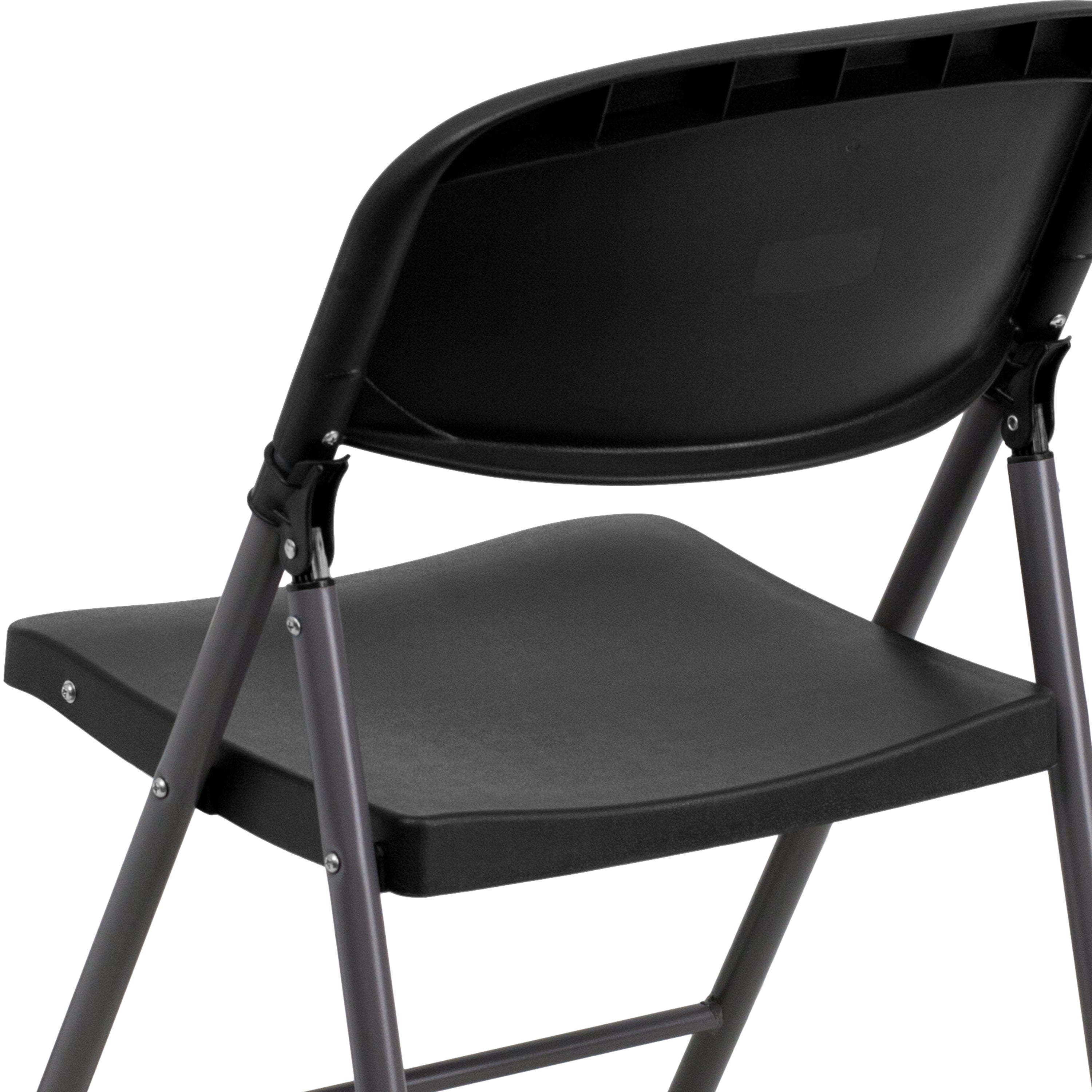 2 Pack HERCULES Series 330 lb. Capacity Plastic Folding Chair with Charcoal Frame-Metal Folding Chair-Flash Furniture-Wall2Wall Furnishings