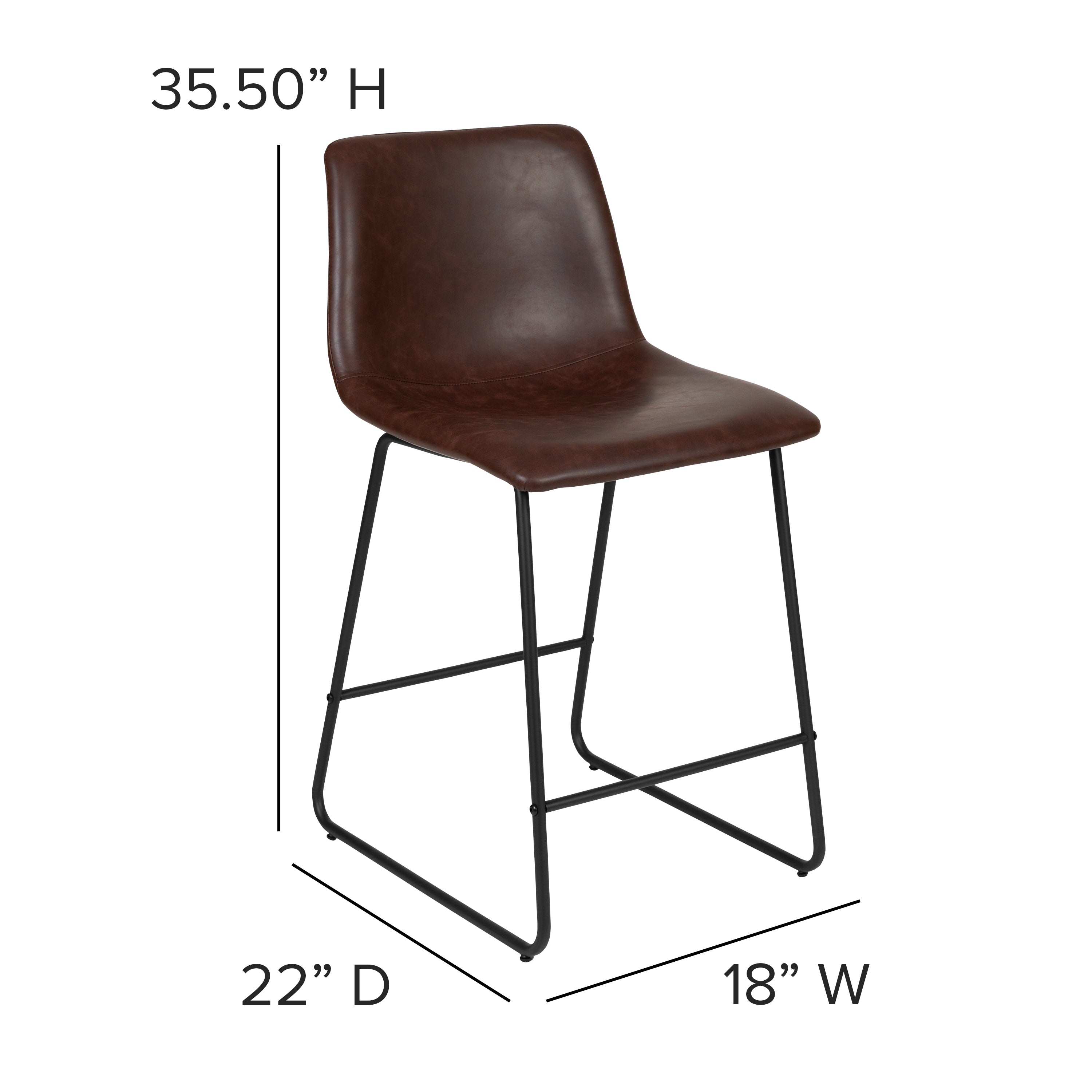 24 Inch LeatherSoft Counter Height Barstools, Set of 2