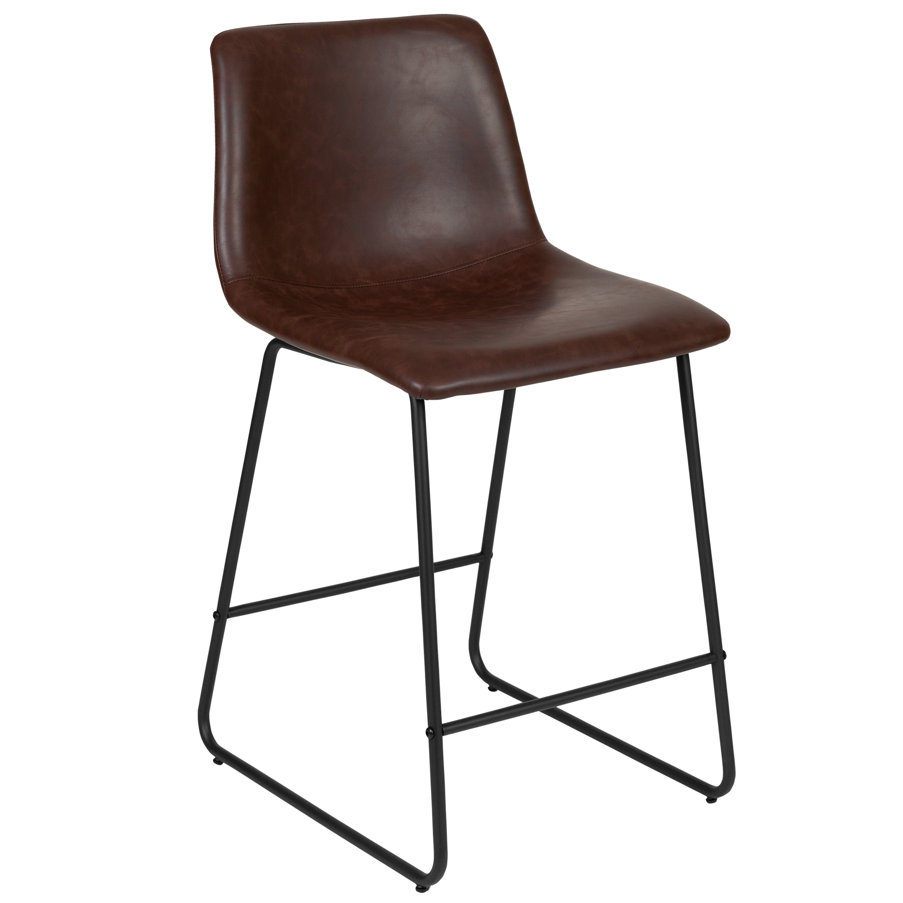 24 Inch LeatherSoft Counter Height Barstools, Set of 2