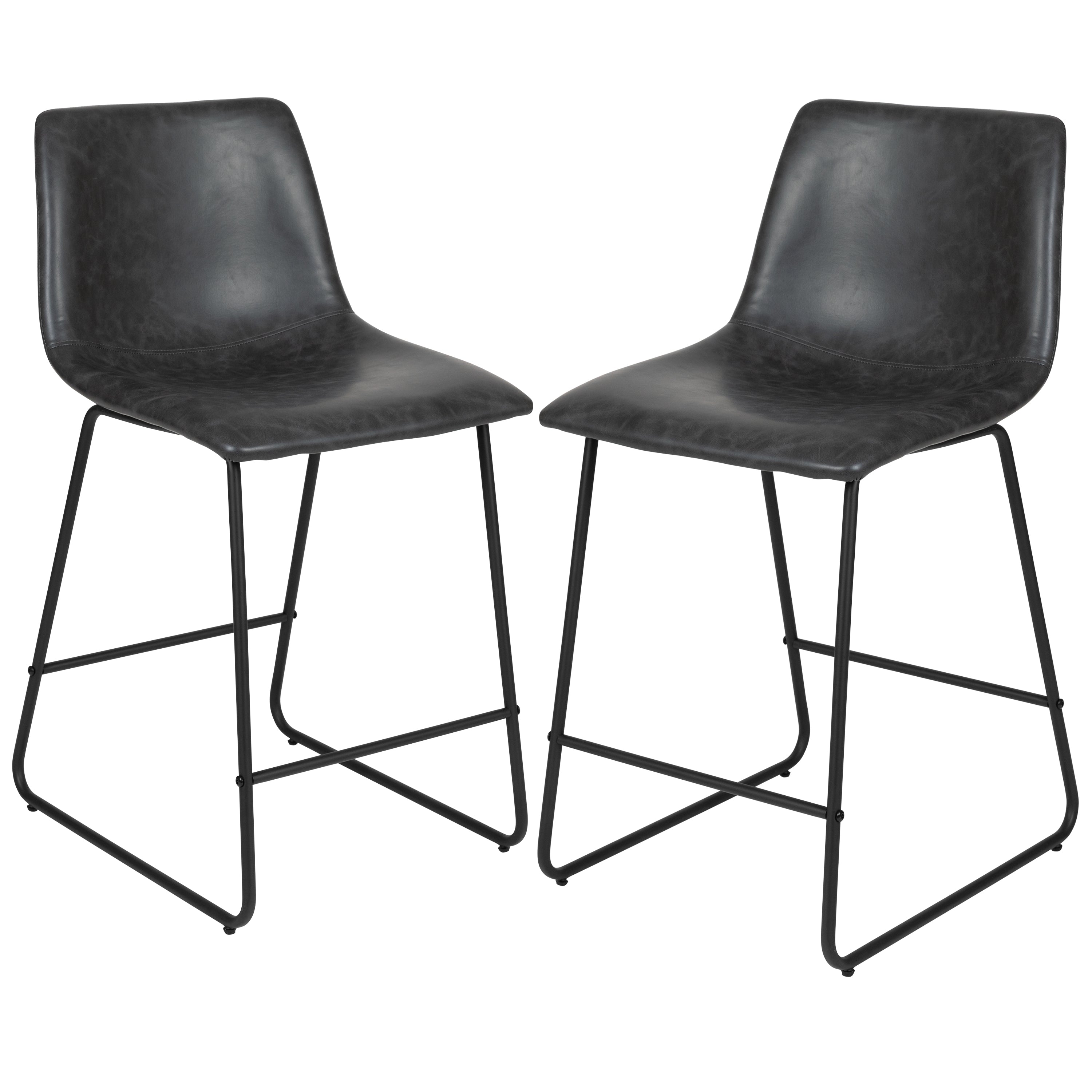 24 Inch LeatherSoft Counter Height Barstools, Set of 2