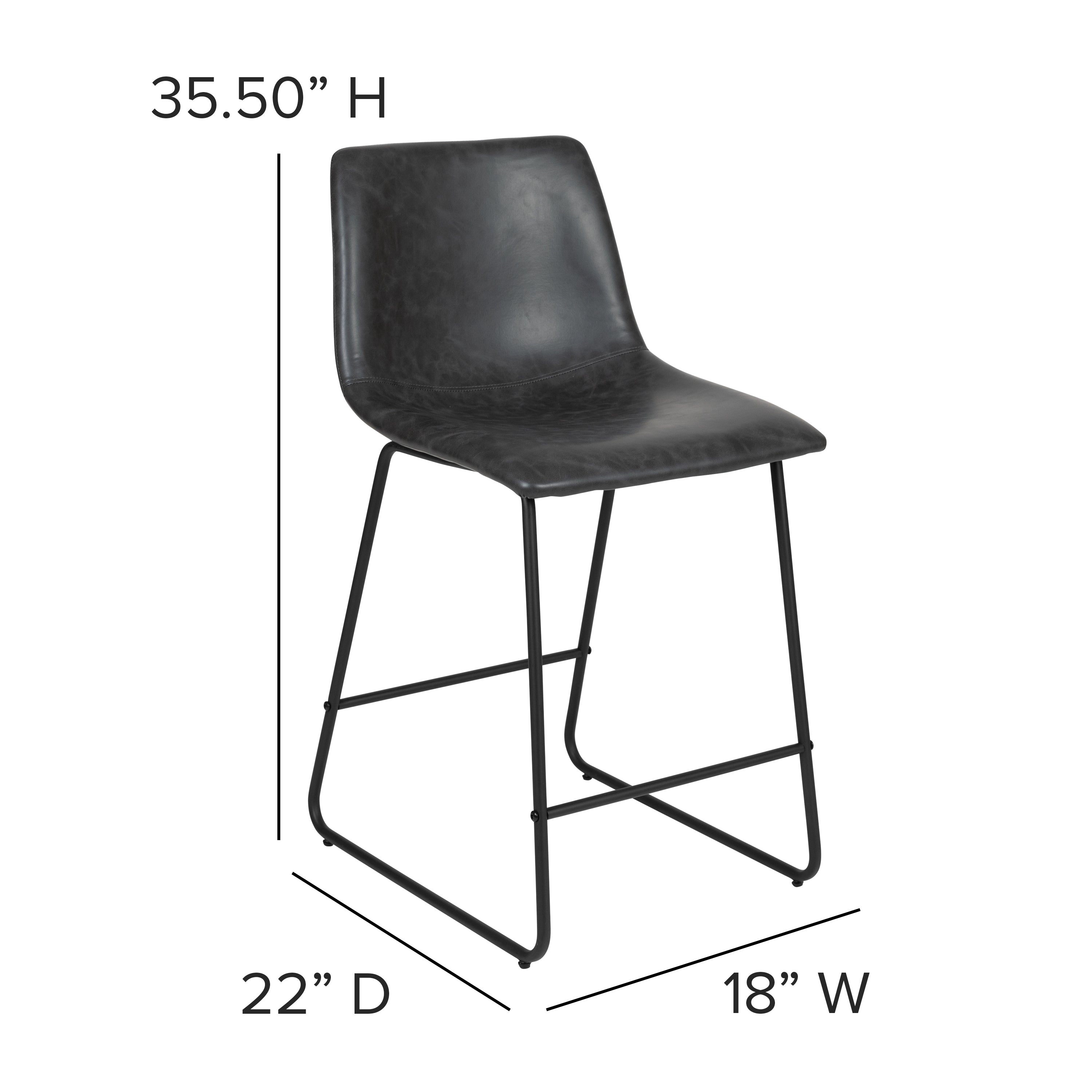 24 Inch LeatherSoft Counter Height Barstools, Set of 2