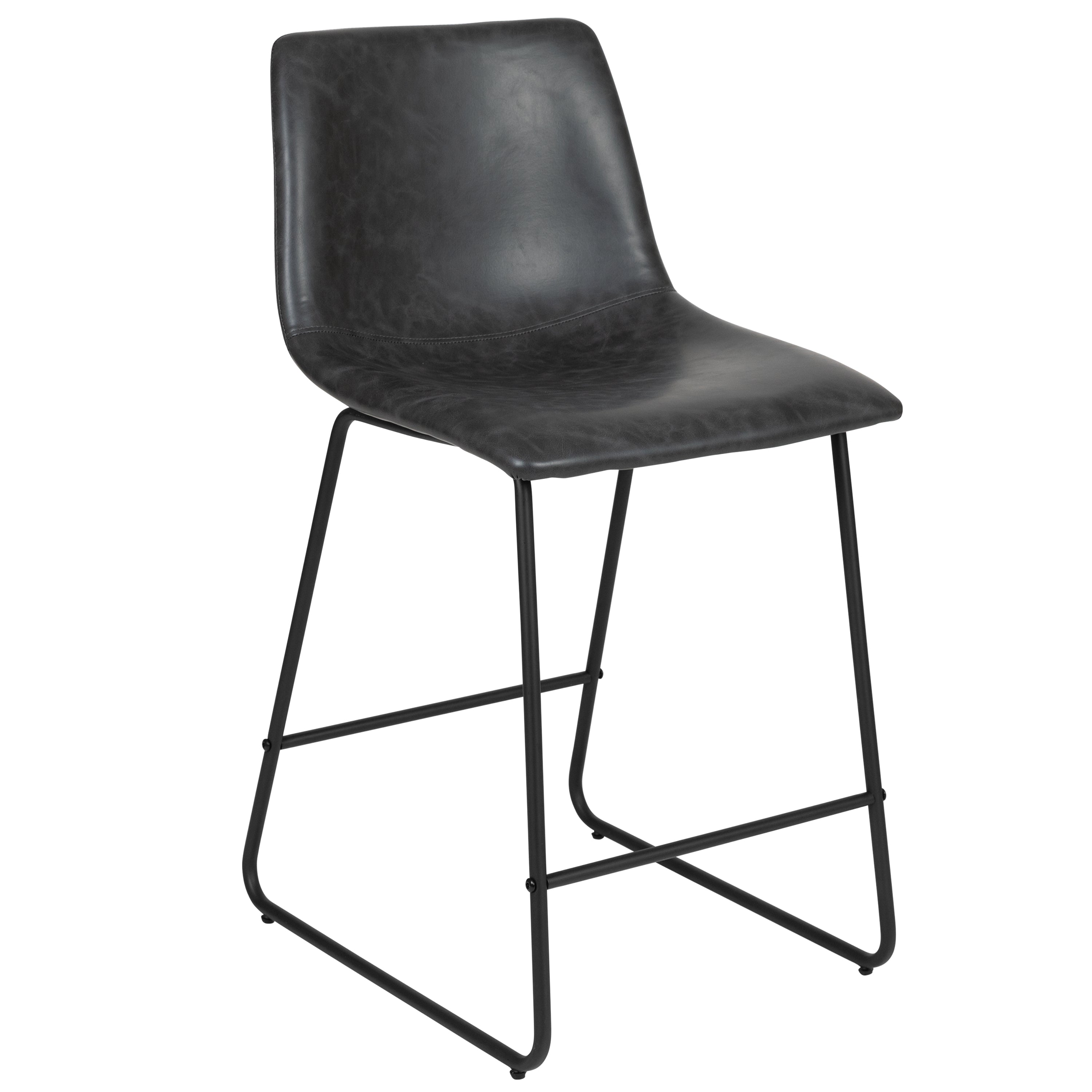 24 Inch LeatherSoft Counter Height Barstools, Set of 2