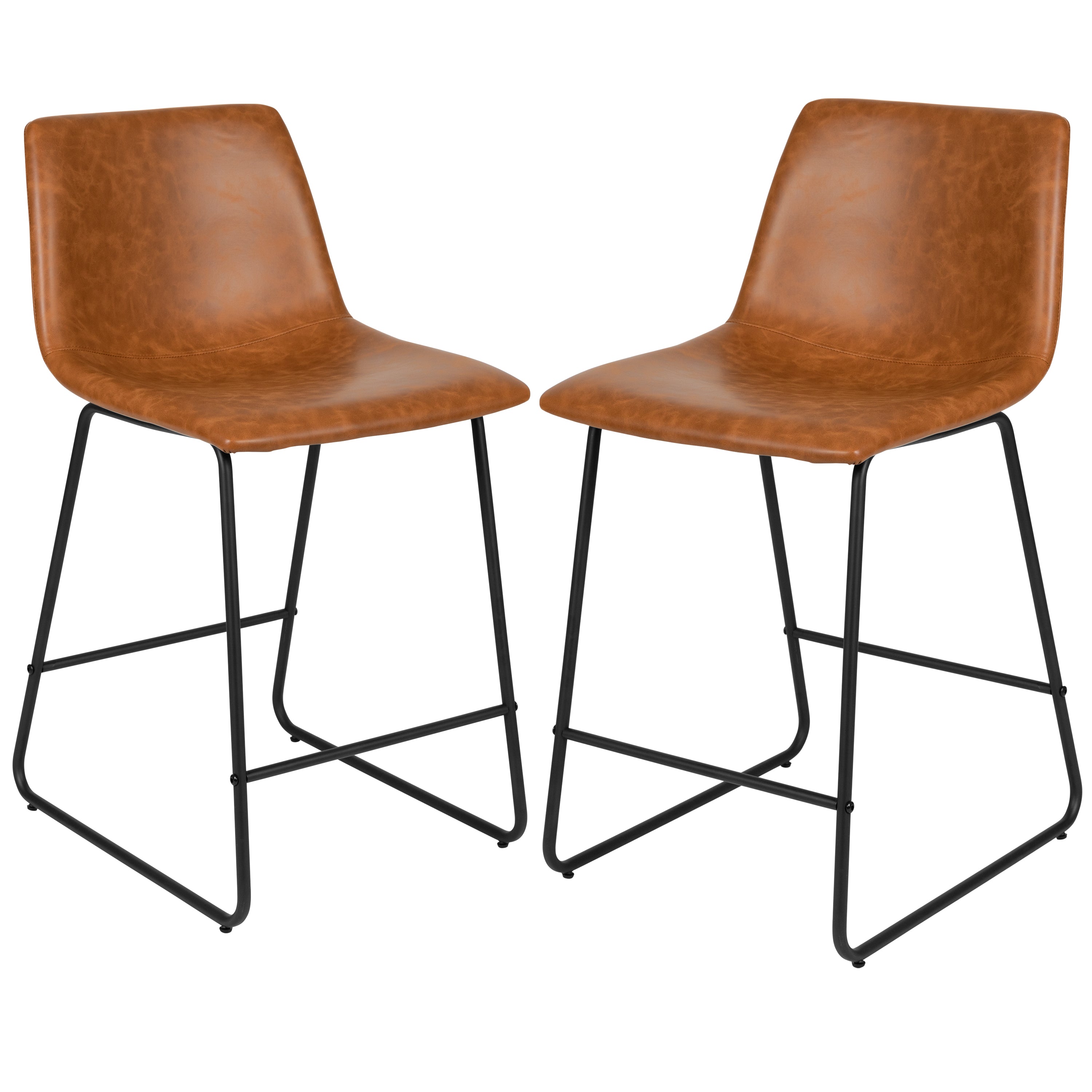 24 Inch LeatherSoft Counter Height Barstools, Set of 2