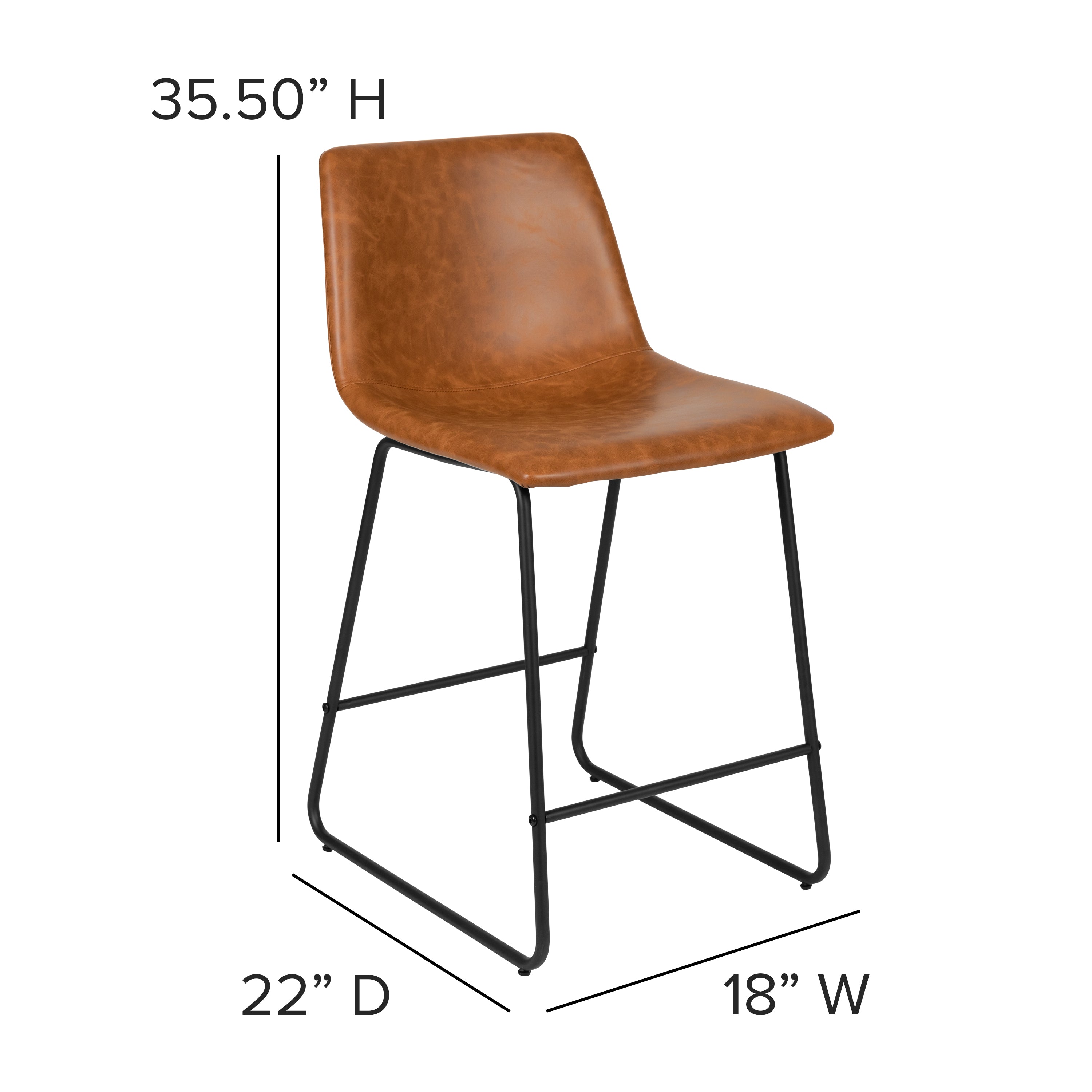 24 Inch LeatherSoft Counter Height Barstools, Set of 2