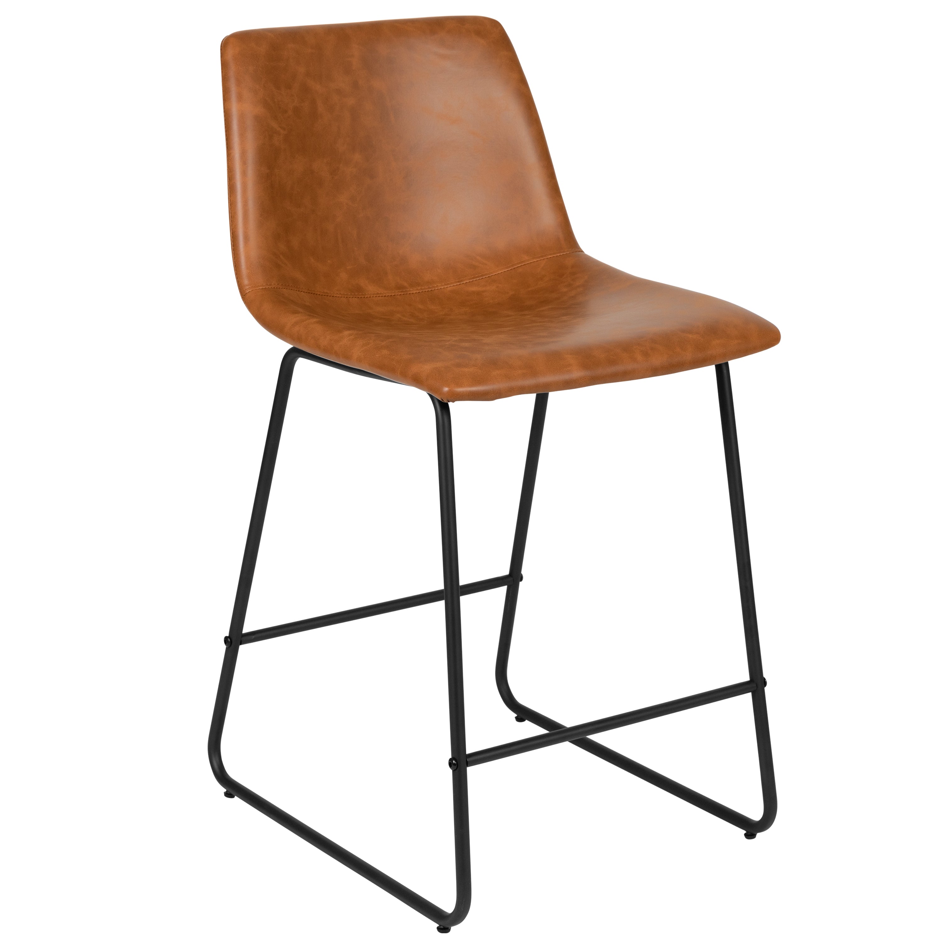 24 Inch LeatherSoft Counter Height Barstools, Set of 2