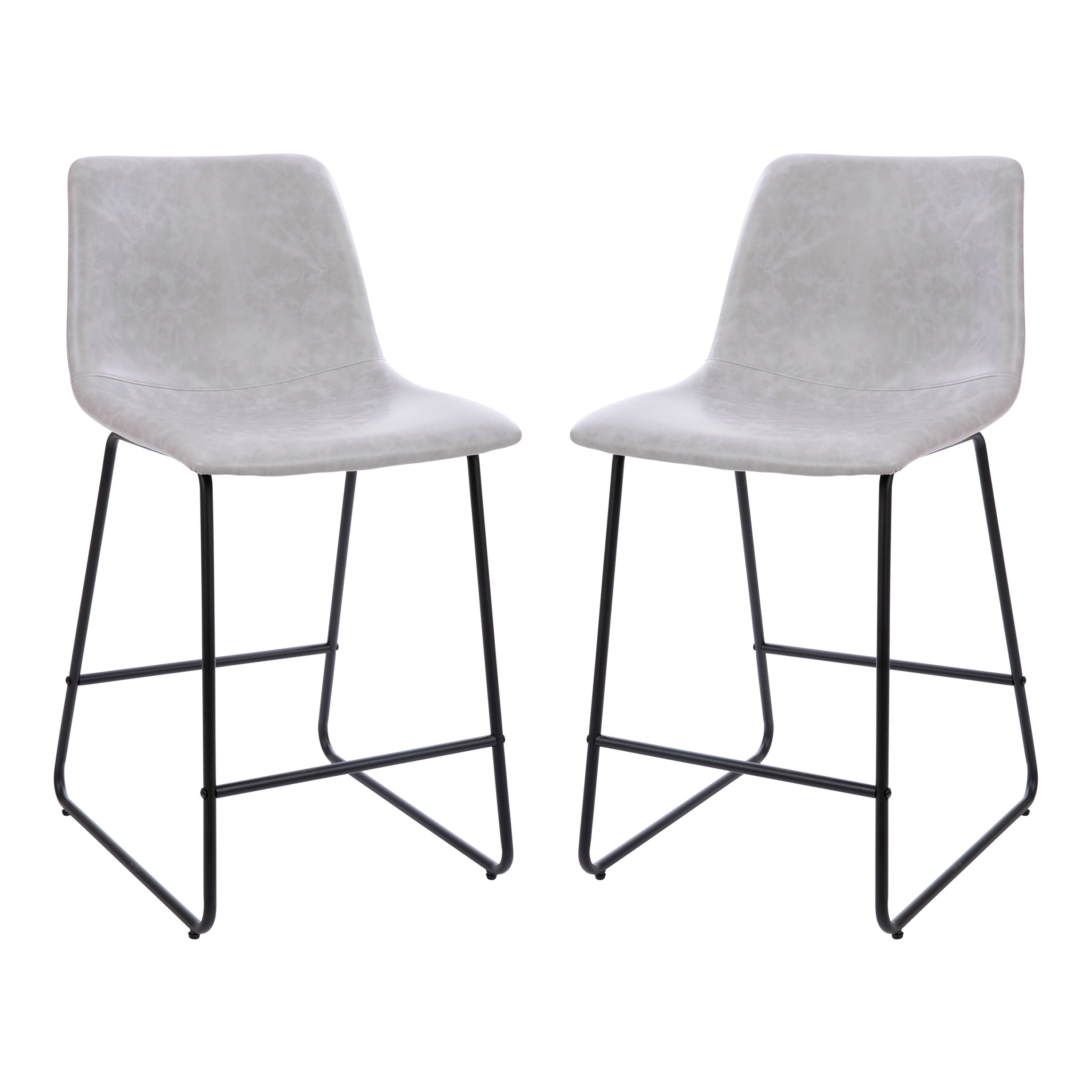 24 Inch LeatherSoft Counter Height Barstools, Set of 2