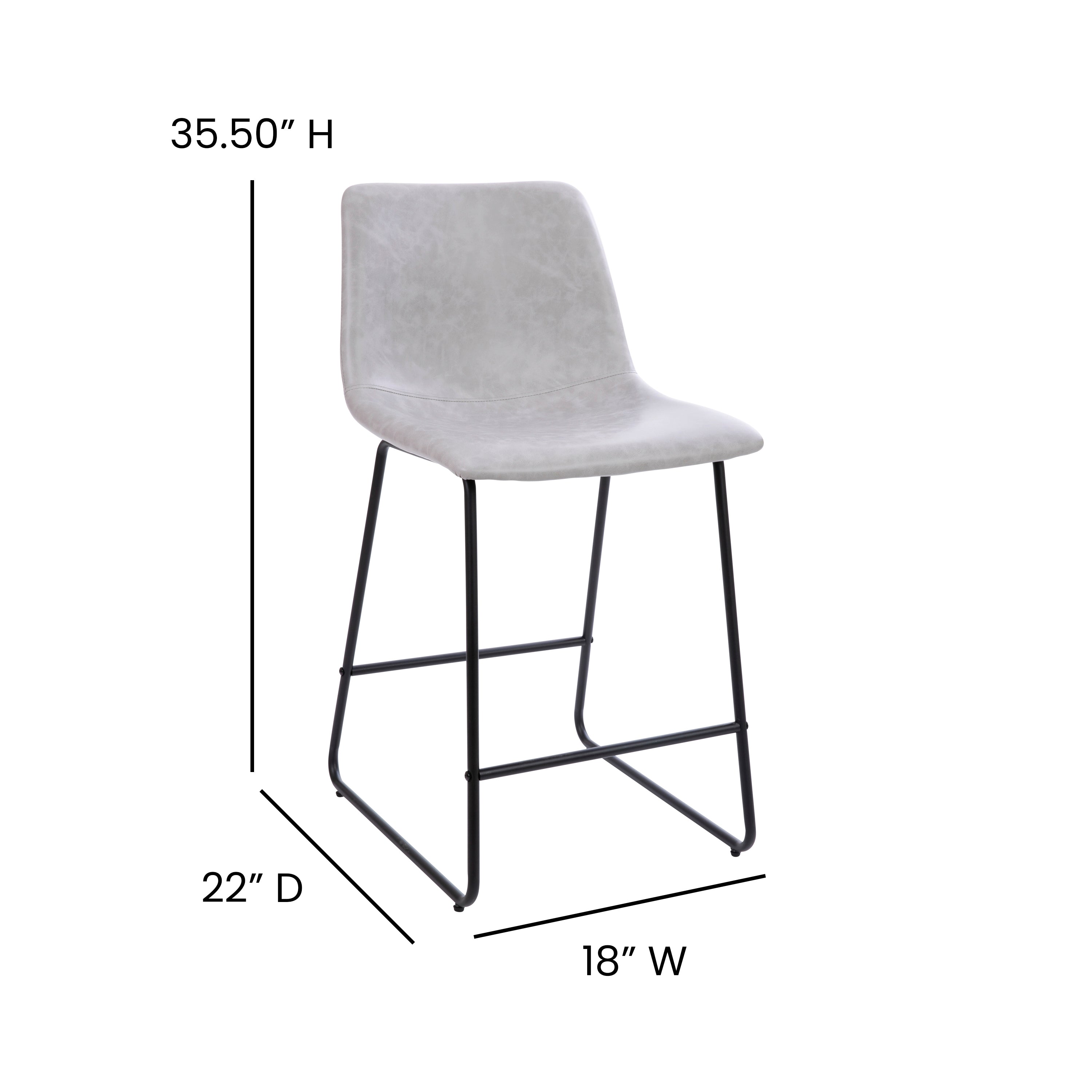 24 Inch LeatherSoft Counter Height Barstools, Set of 2