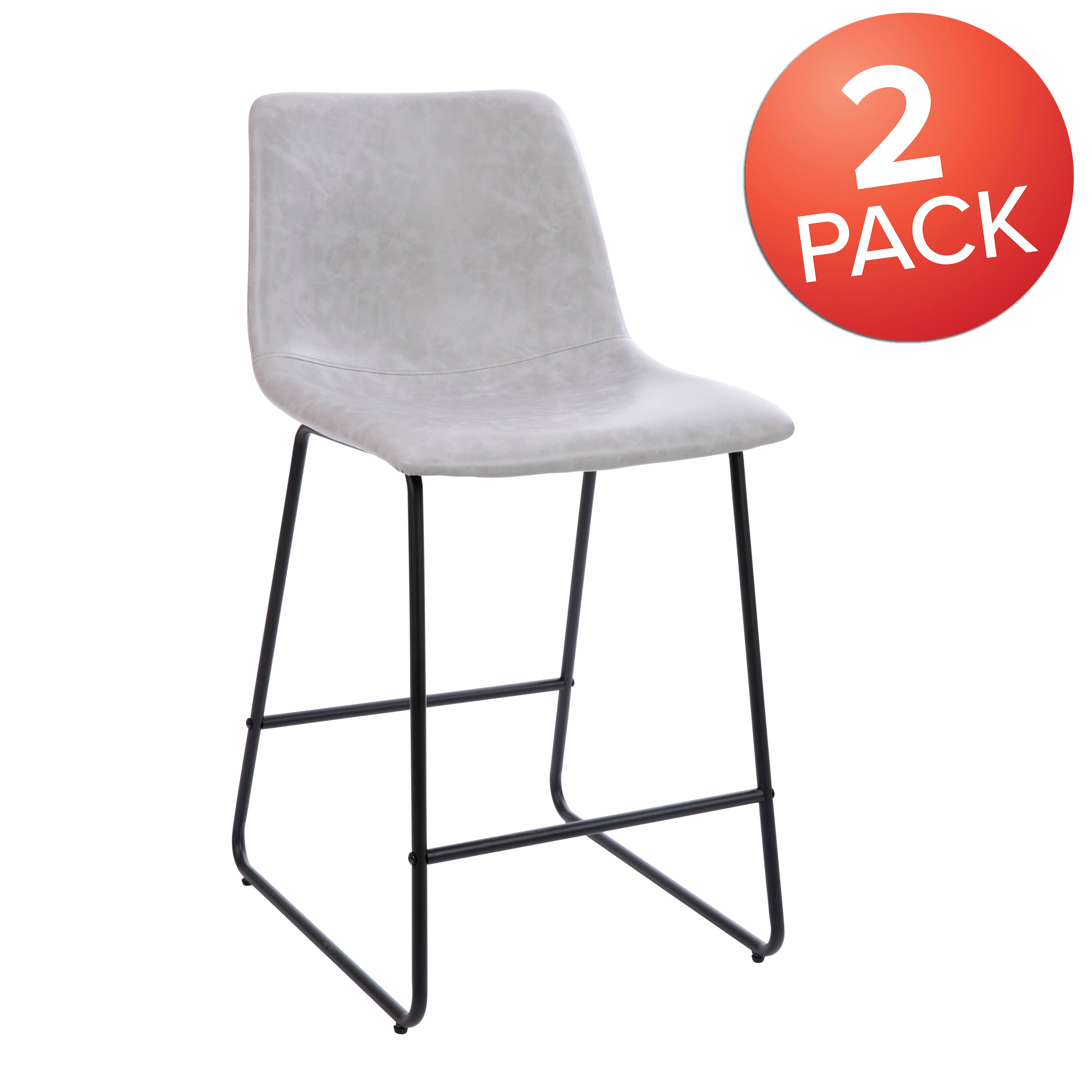 24 Inch LeatherSoft Counter Height Barstools, Set of 2