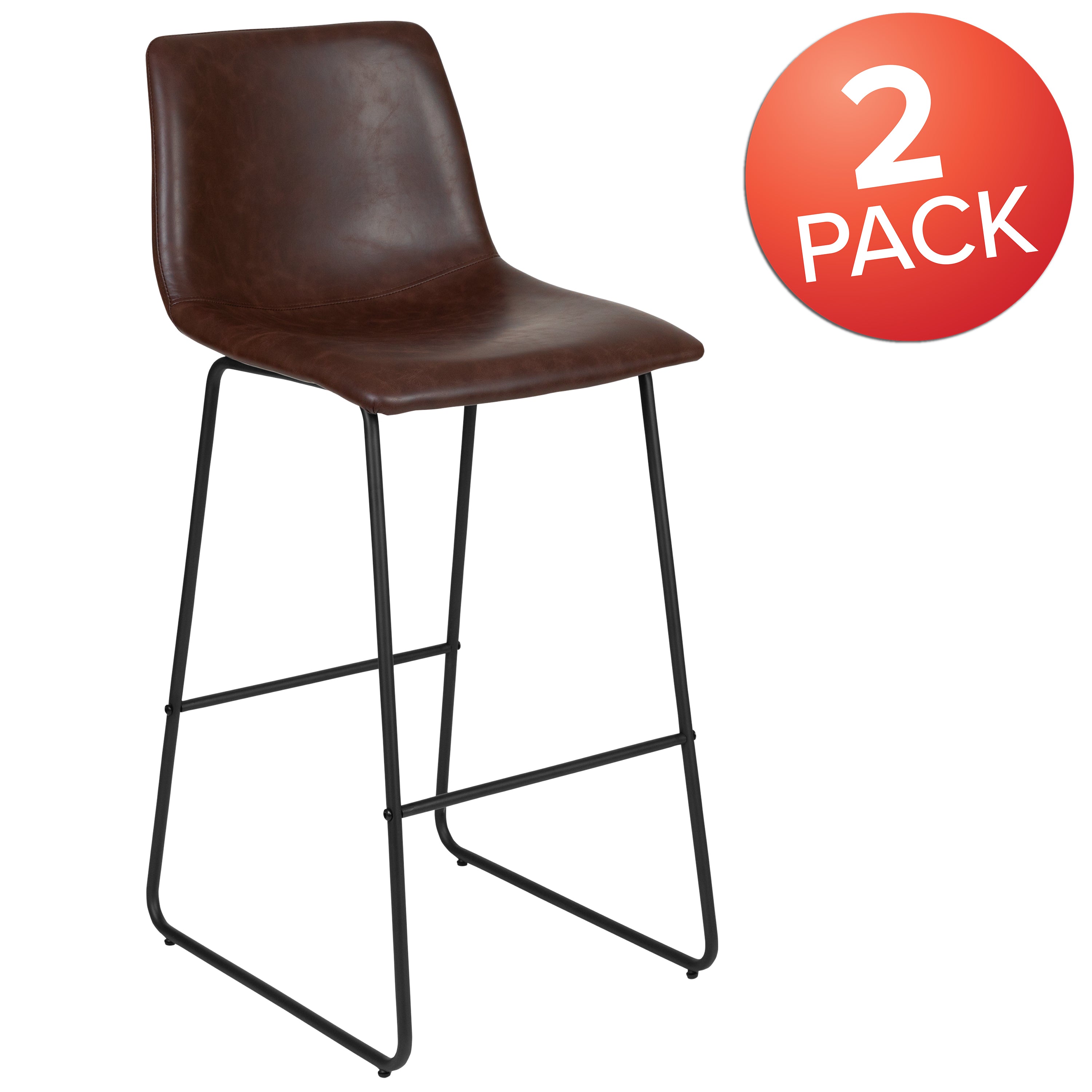 30 Inch LeatherSoft Bar Height Barstools, Set of 2